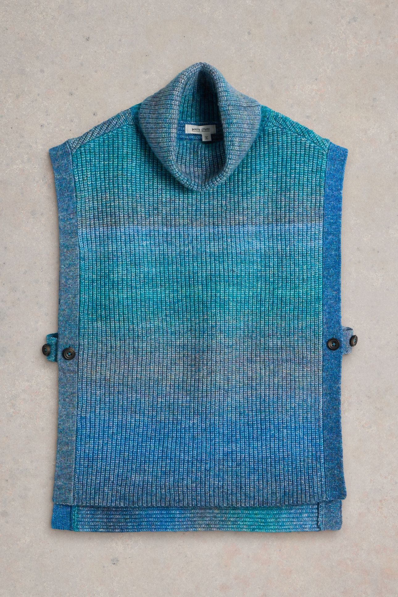 SPACEDYE KNITTED PONCHO BLUE MULTI 4