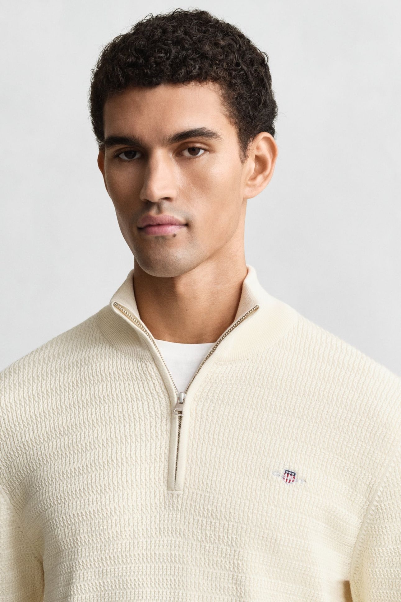 MINI CABLE HALF ZIP CREAM 5