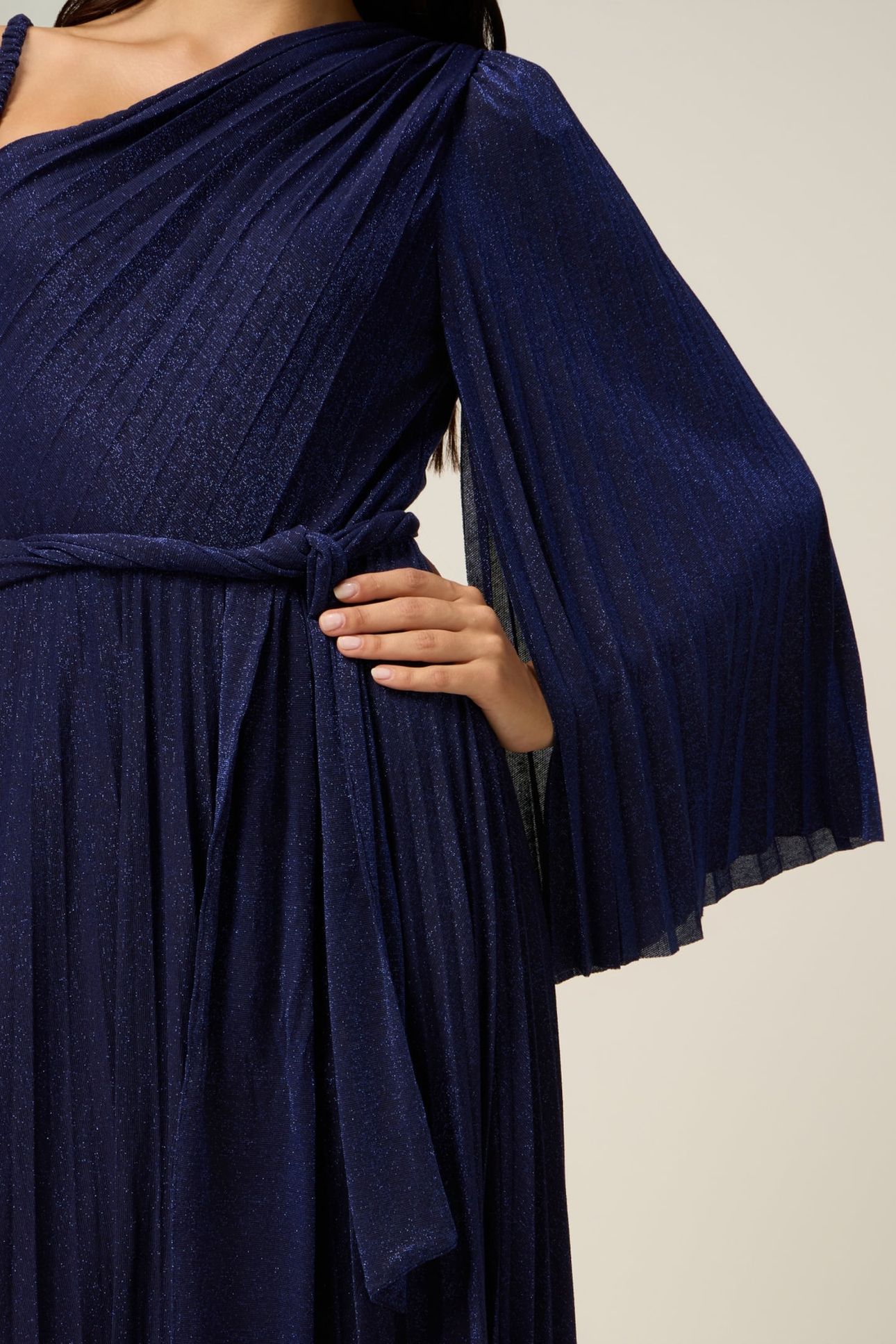 ONE-SHOULDER DRESS IN LUREX JERSEY BLUE 4