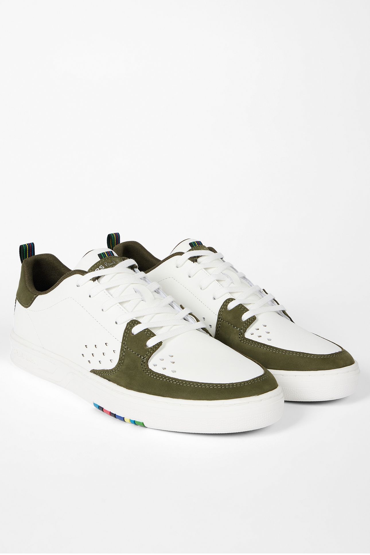 MENS SHOE COSMO WHITE KHAKI BACK PANEL WHITE 5