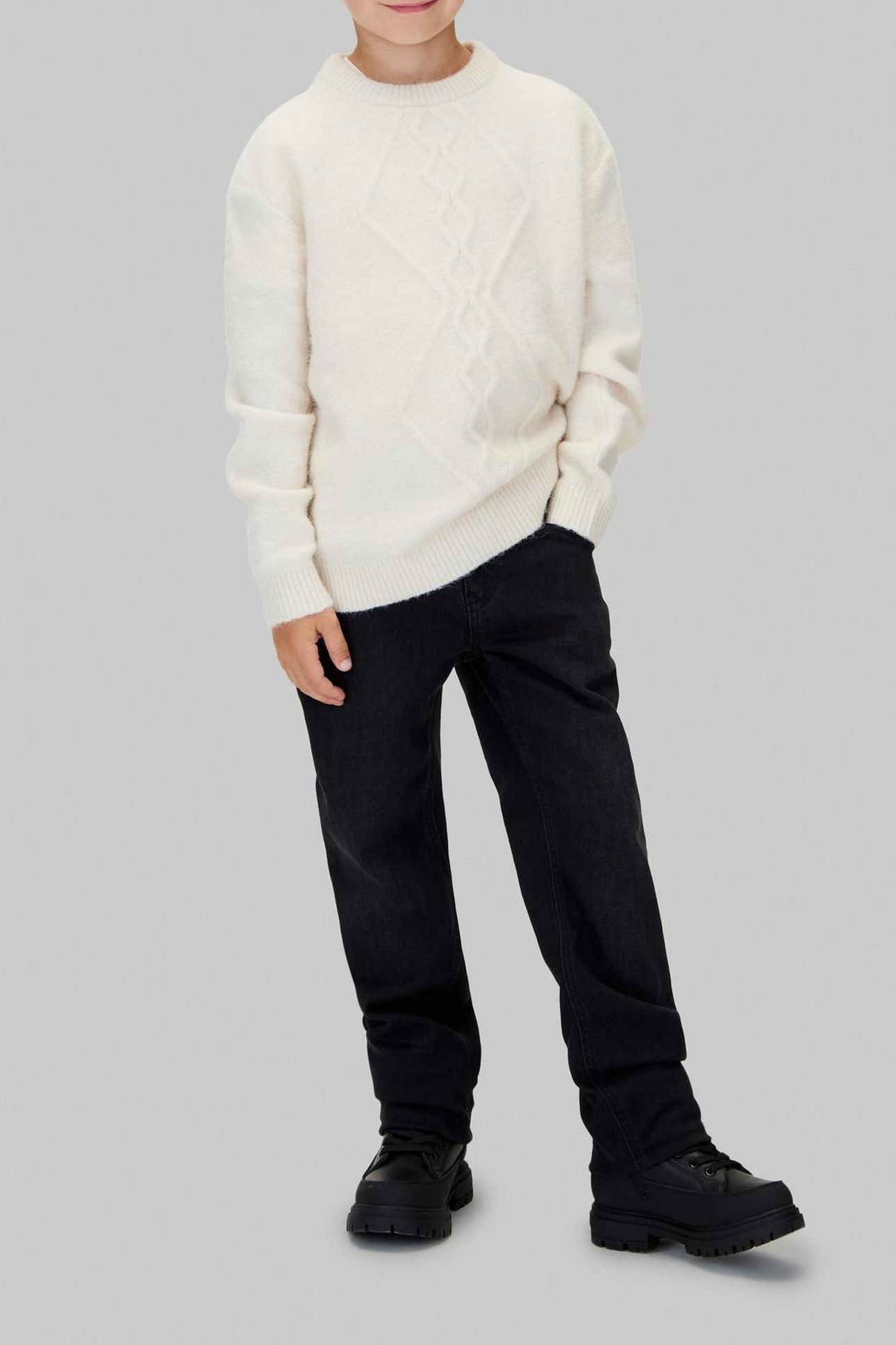 BOYS FLUFFY SWEATER WHITECAP GRAY 1