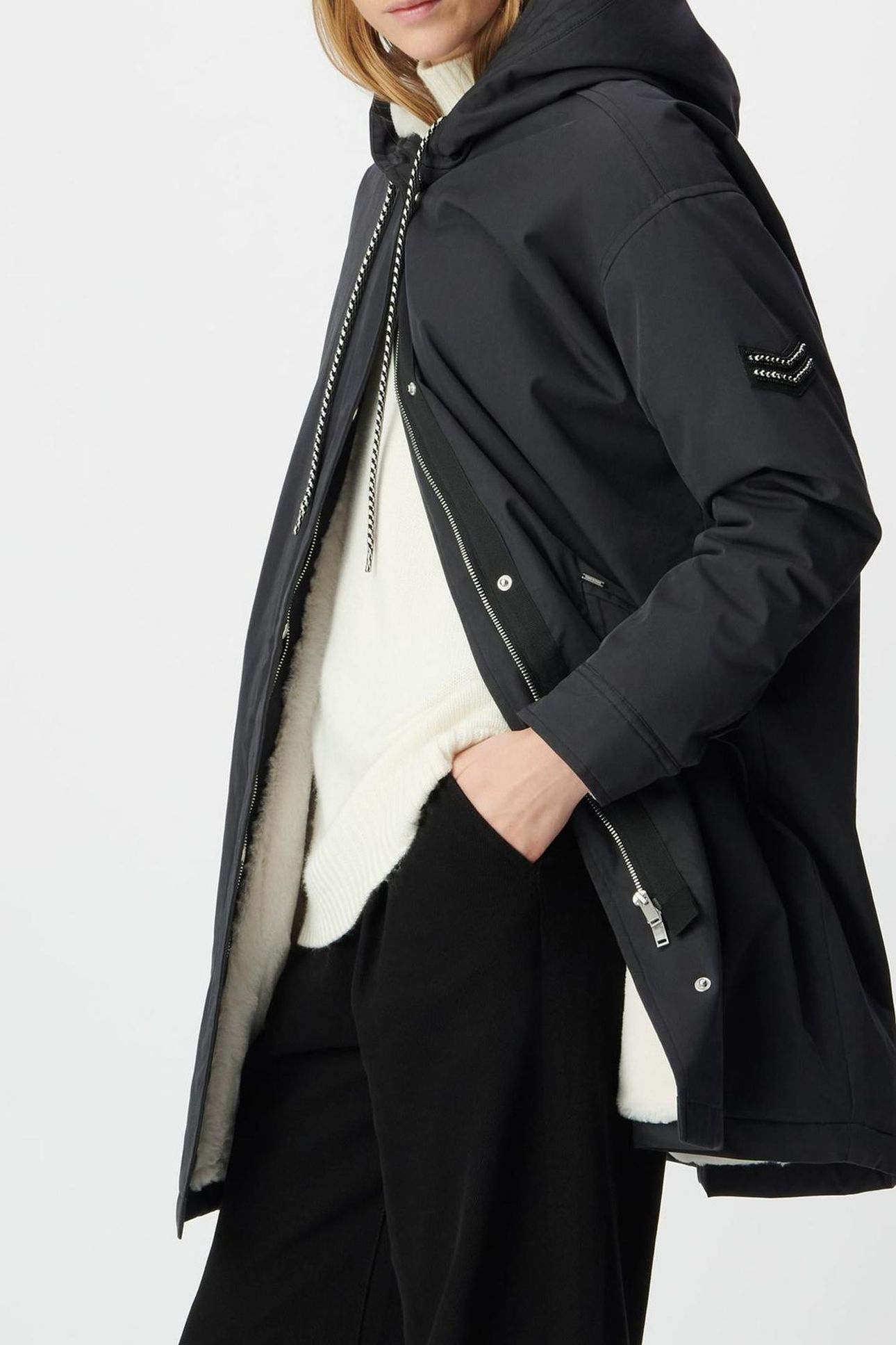 BLACK FUR-LINED HOODED PARKA 5