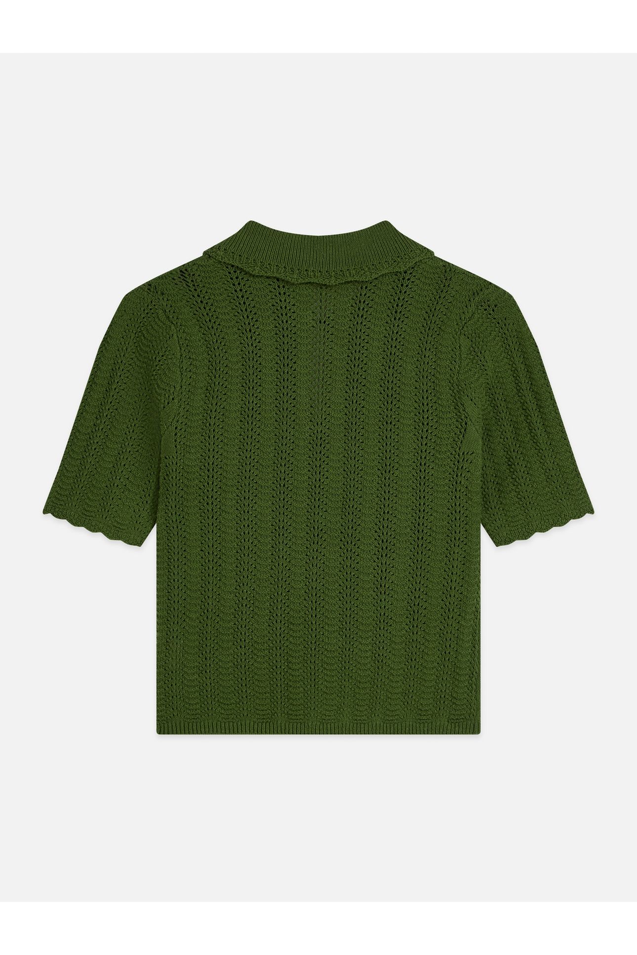 POINTELLE COLLARED KNITTED TEE GARDEN GREEN 2