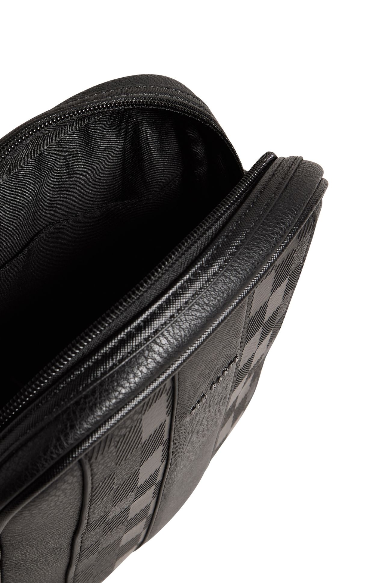 WAYDON HOUSE CHECK PU FLIGHT BAG BLACK 3