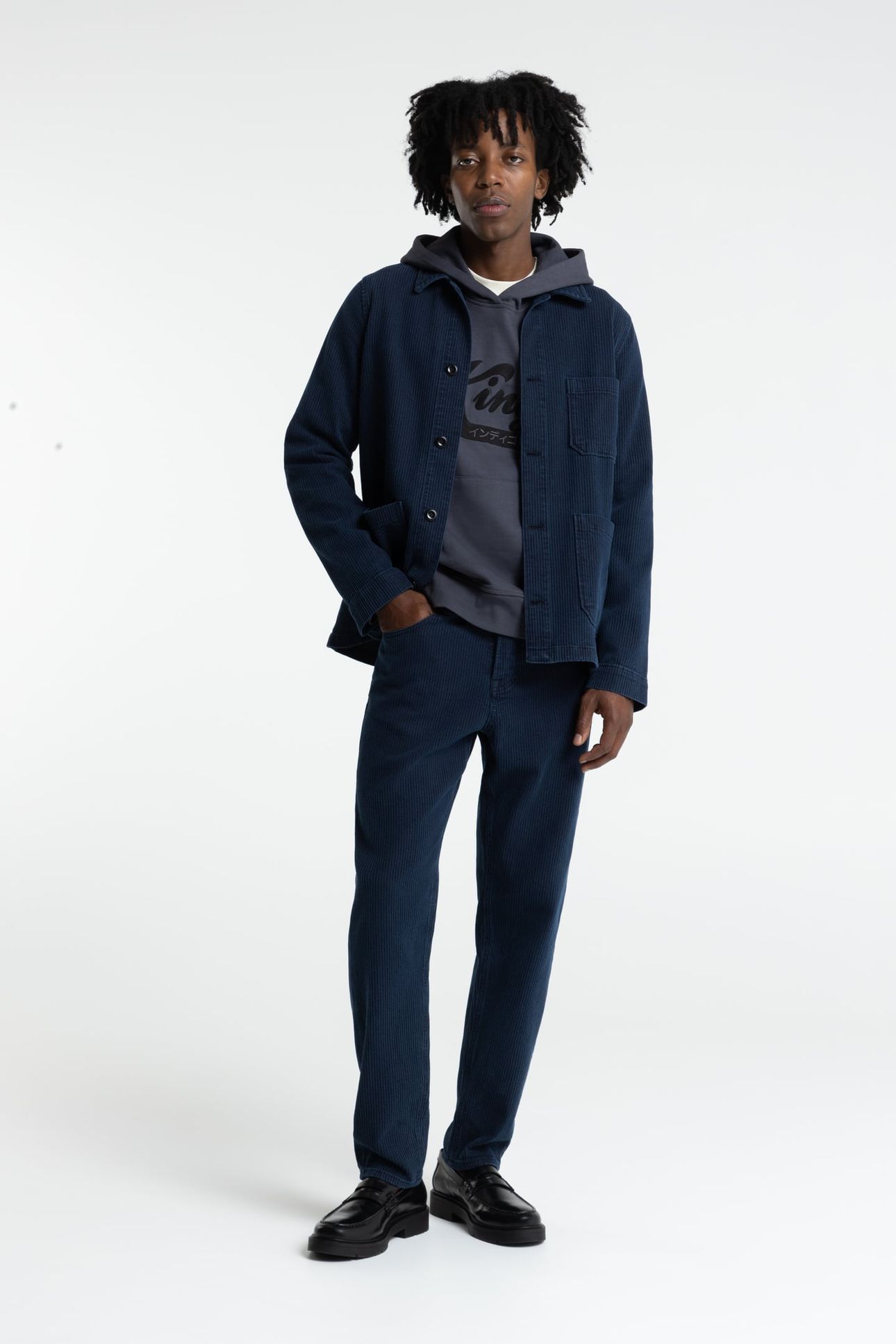 DUNCAN JACKET MID INDIGO CORD 2
