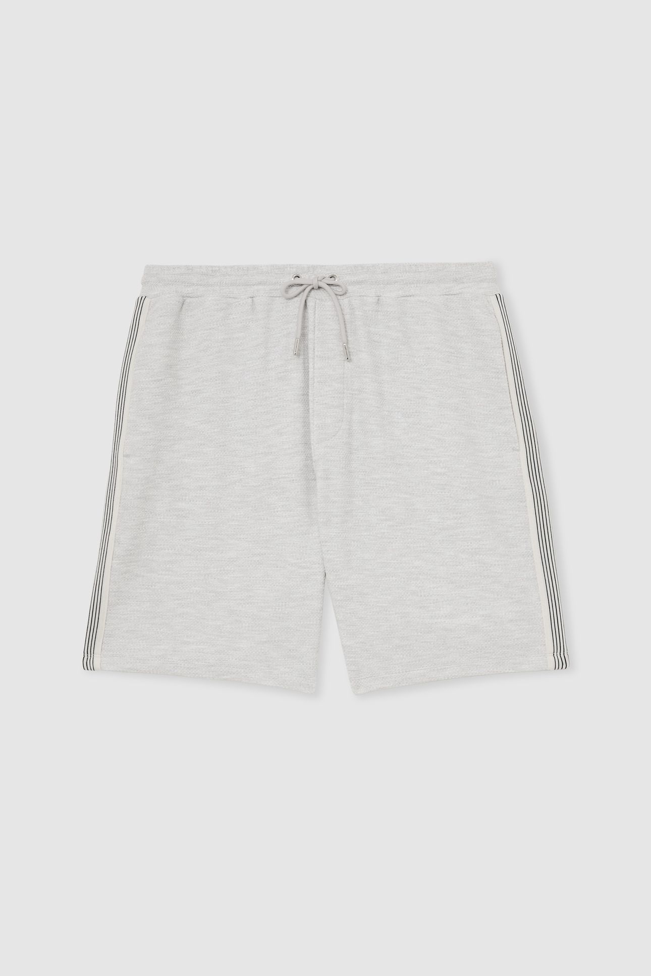 TEXTURED TAPE INSERT DRAWSTRING SHORT GREY MELANGE 4