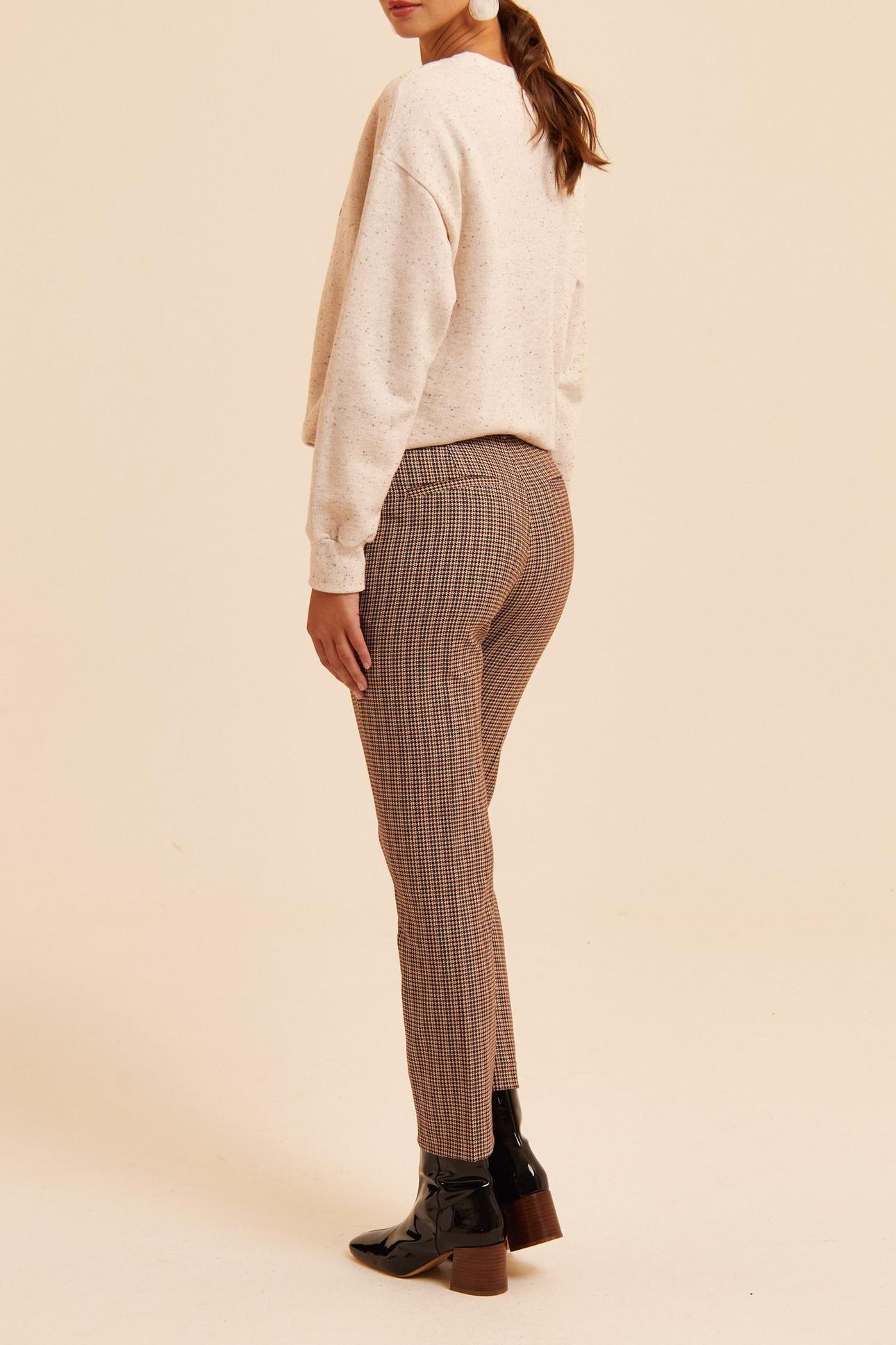BEIGE HOUNDSTOOTH SUIT TROUSERS LAURENCE 2