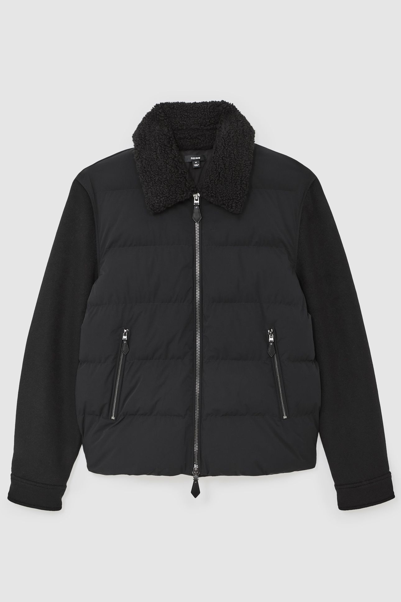 LS WOOL SLEEVE QUILTED PUFFER JACKET BLACK 4