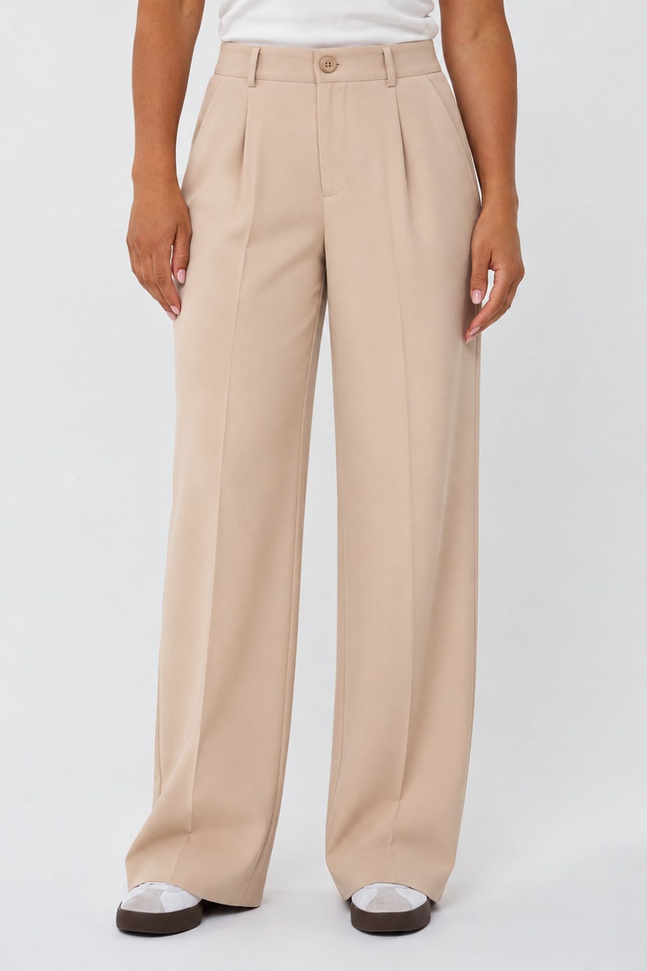 TROUSERS WIDE LEG ELASTIC MELANGE SAND MELANGE 2