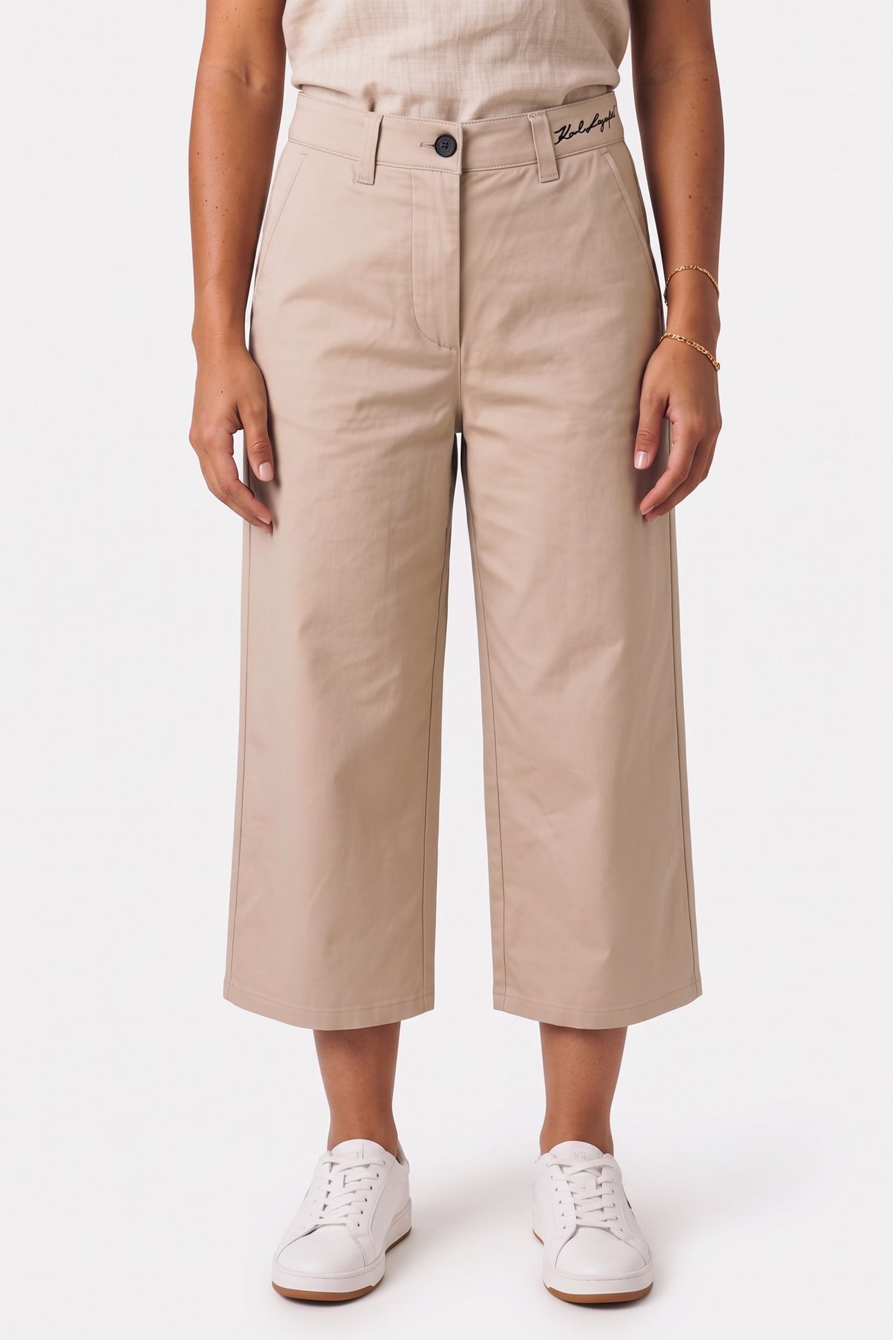 COTTON CROPPED CHINO PANTS WARM SAND 1
