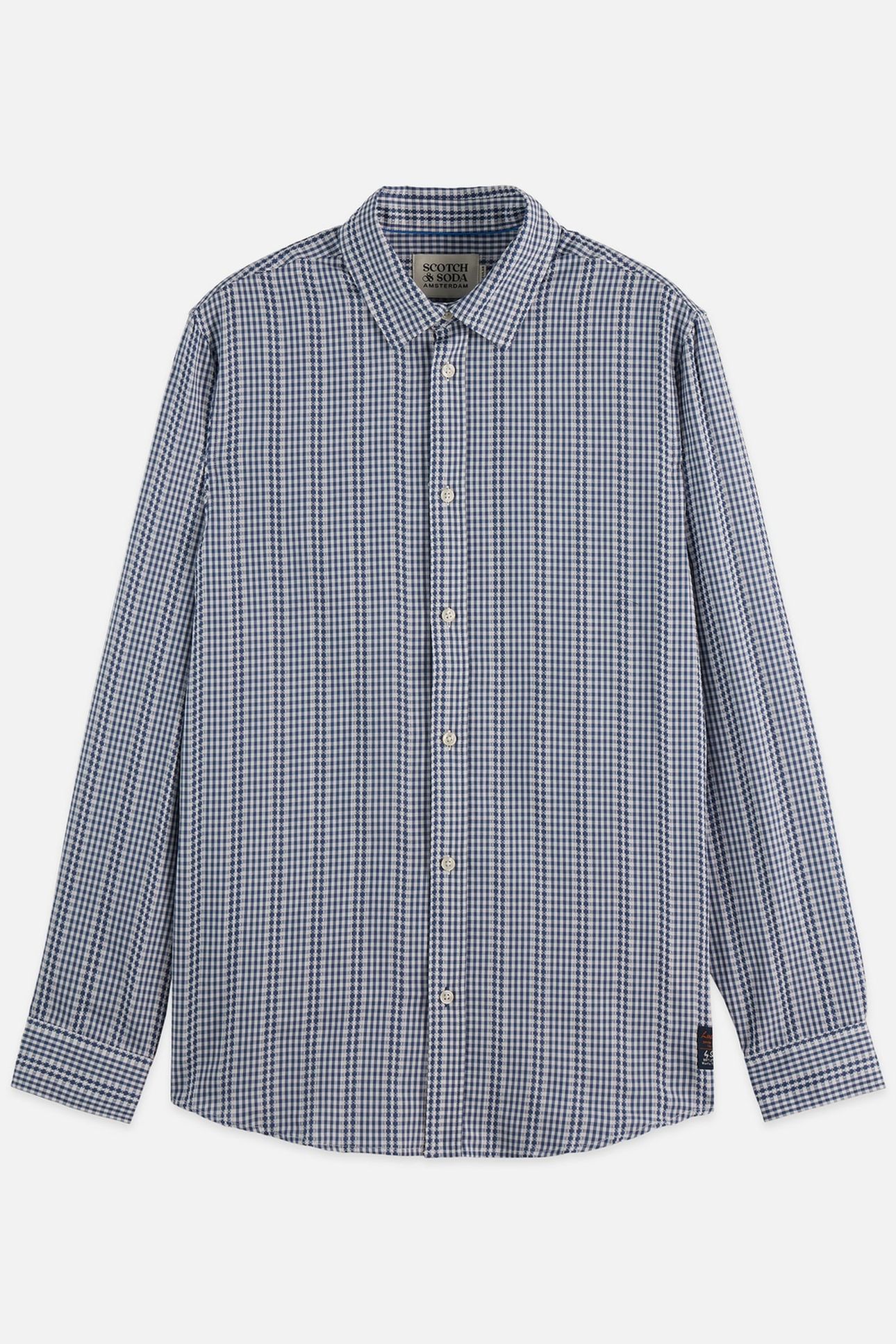 MICROCHECK COTTON POPLIN SHIRT NAVY 4