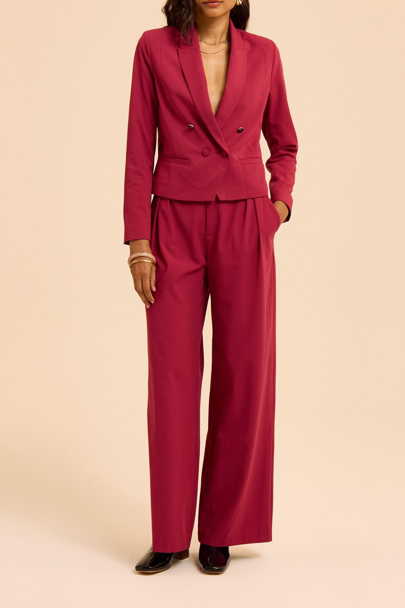 PINK WIDE-LEG SUIT TROUSERS 4