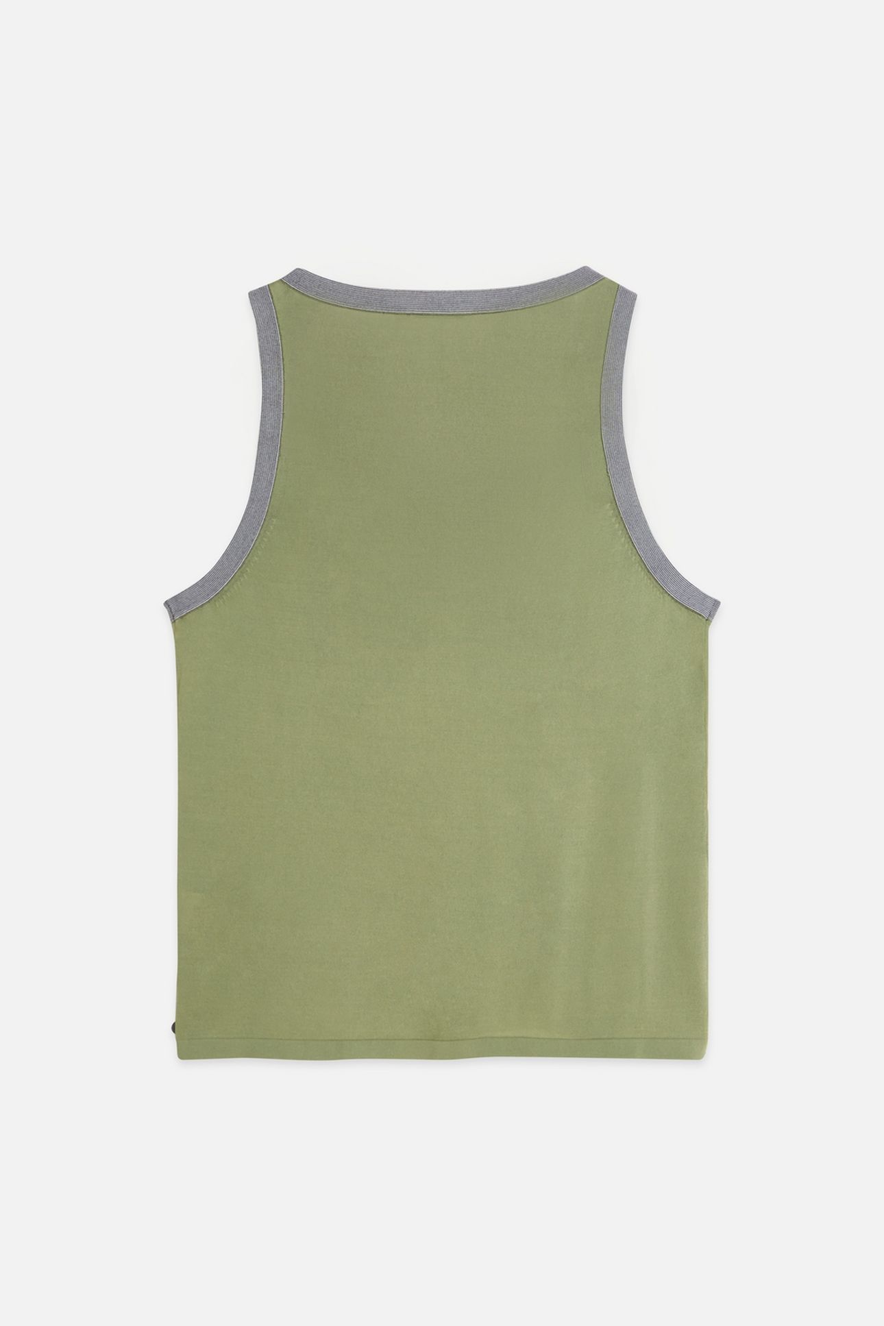STRIPE TRIM RELAXED KNITTED VEST OIL GREEN 5