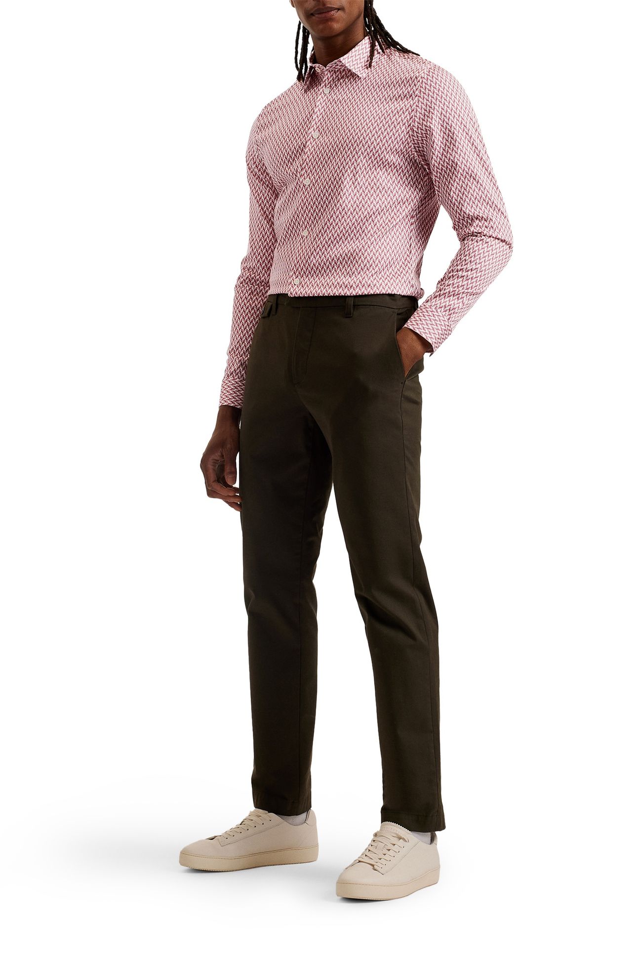 LACEBY LS GEO PRINTED SHIRT MID-PINK 1