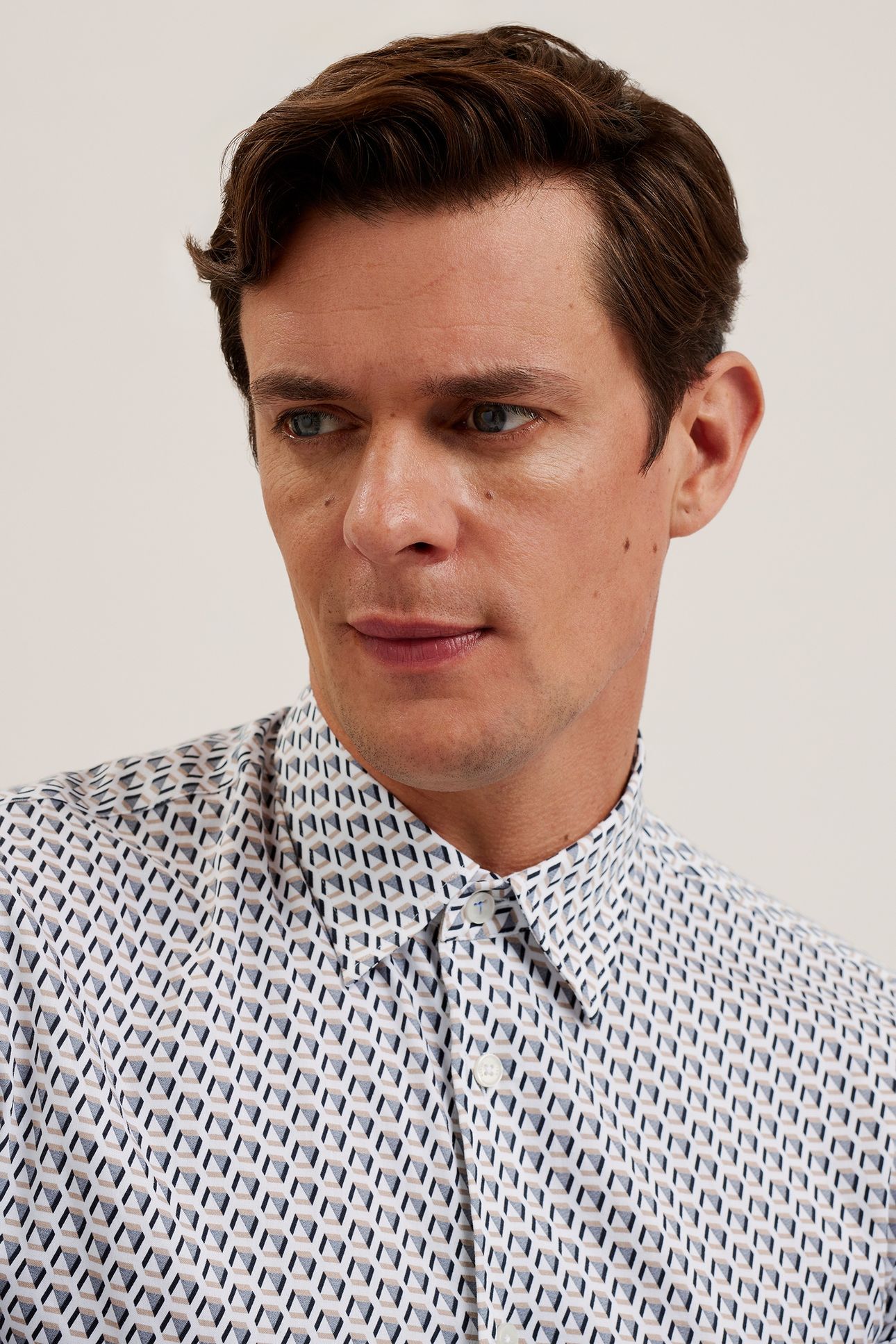 JOSHHY LS SLIM HEX GEO SHIRT TAUPE 4