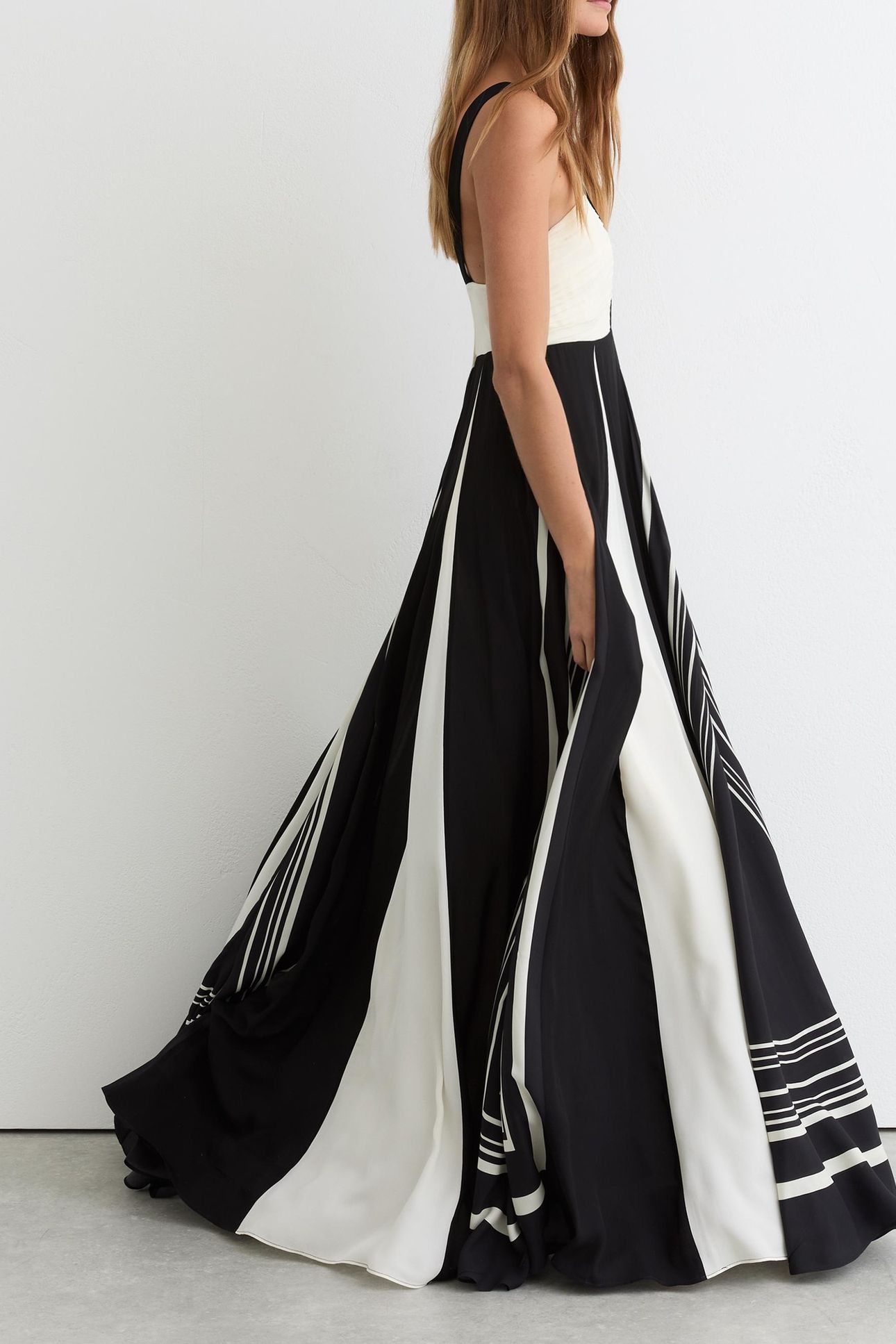 MAXI PRINTED OCCASION DRESS BLACK/IVORY 3