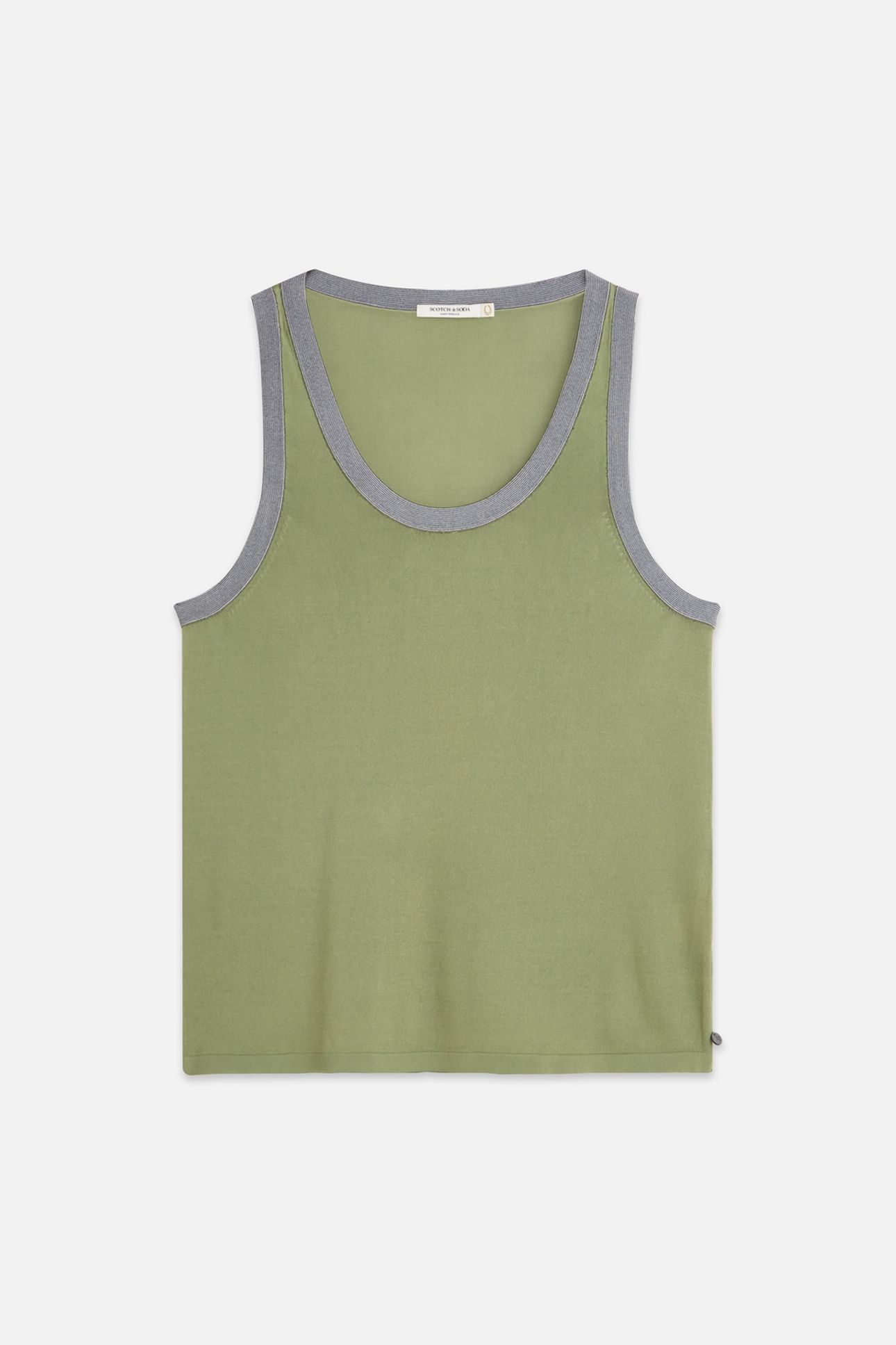 STRIPE TRIM RELAXED KNITTED VEST OIL GREEN 4