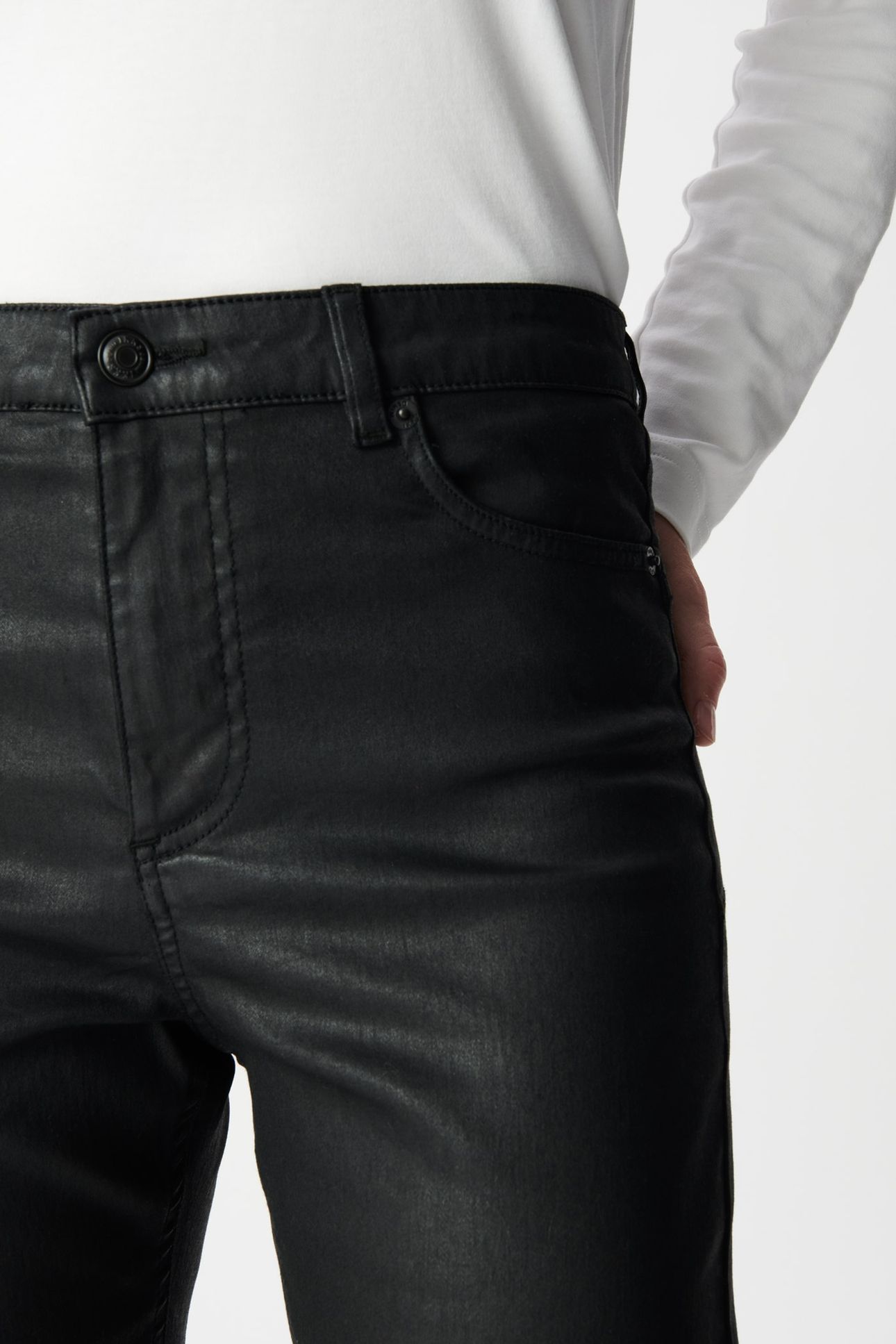 BLACK COATED HIGH-WAIST BOOTCUT JEANS 7