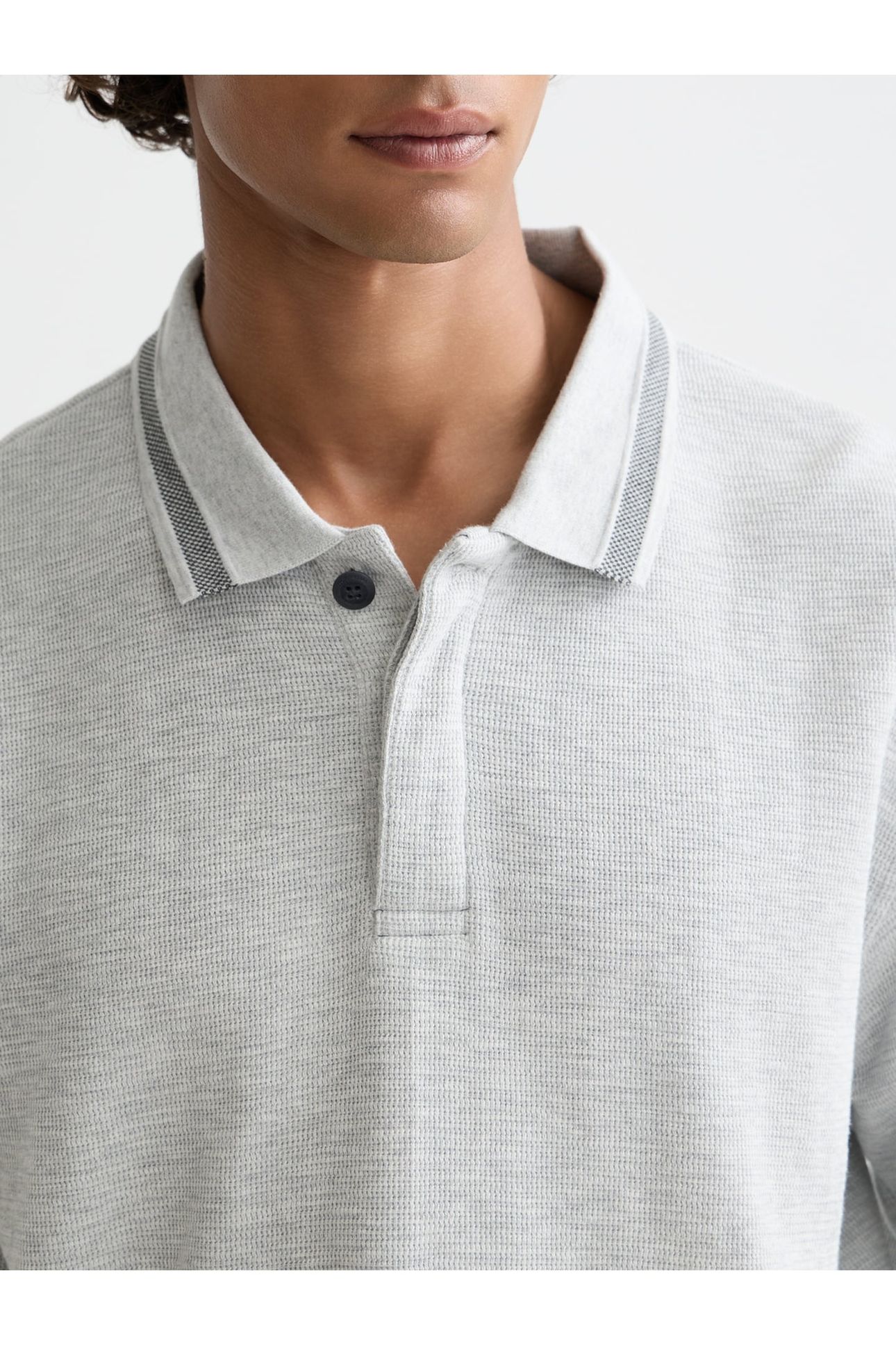 STRUCTURED RELAXED-FIT LONG-SLEEVED POLO LIGHT PASTEL GREY 6