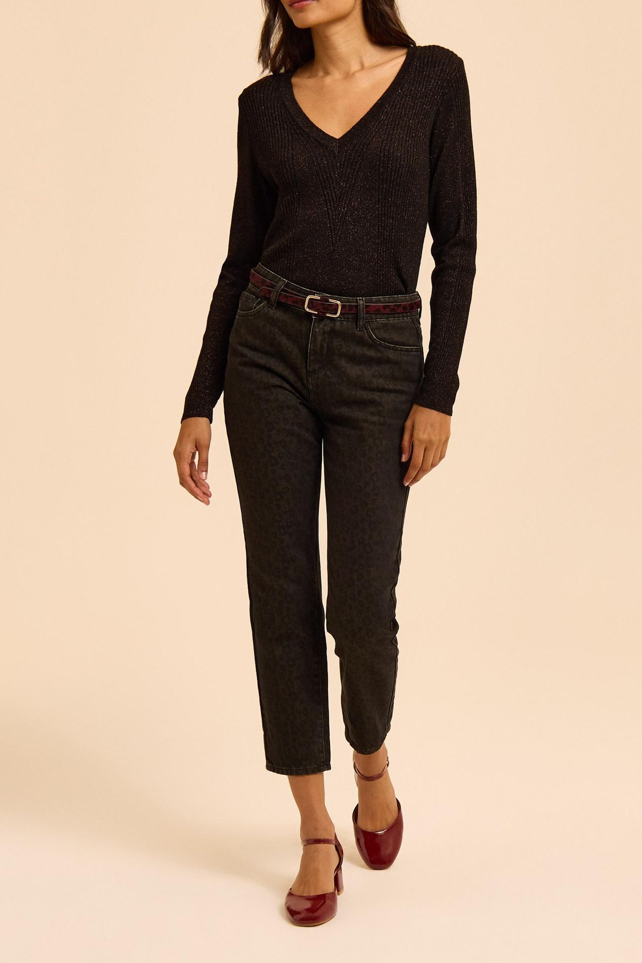 BLACK LUREX KNIT SWEATER WITH RIBBING 3
