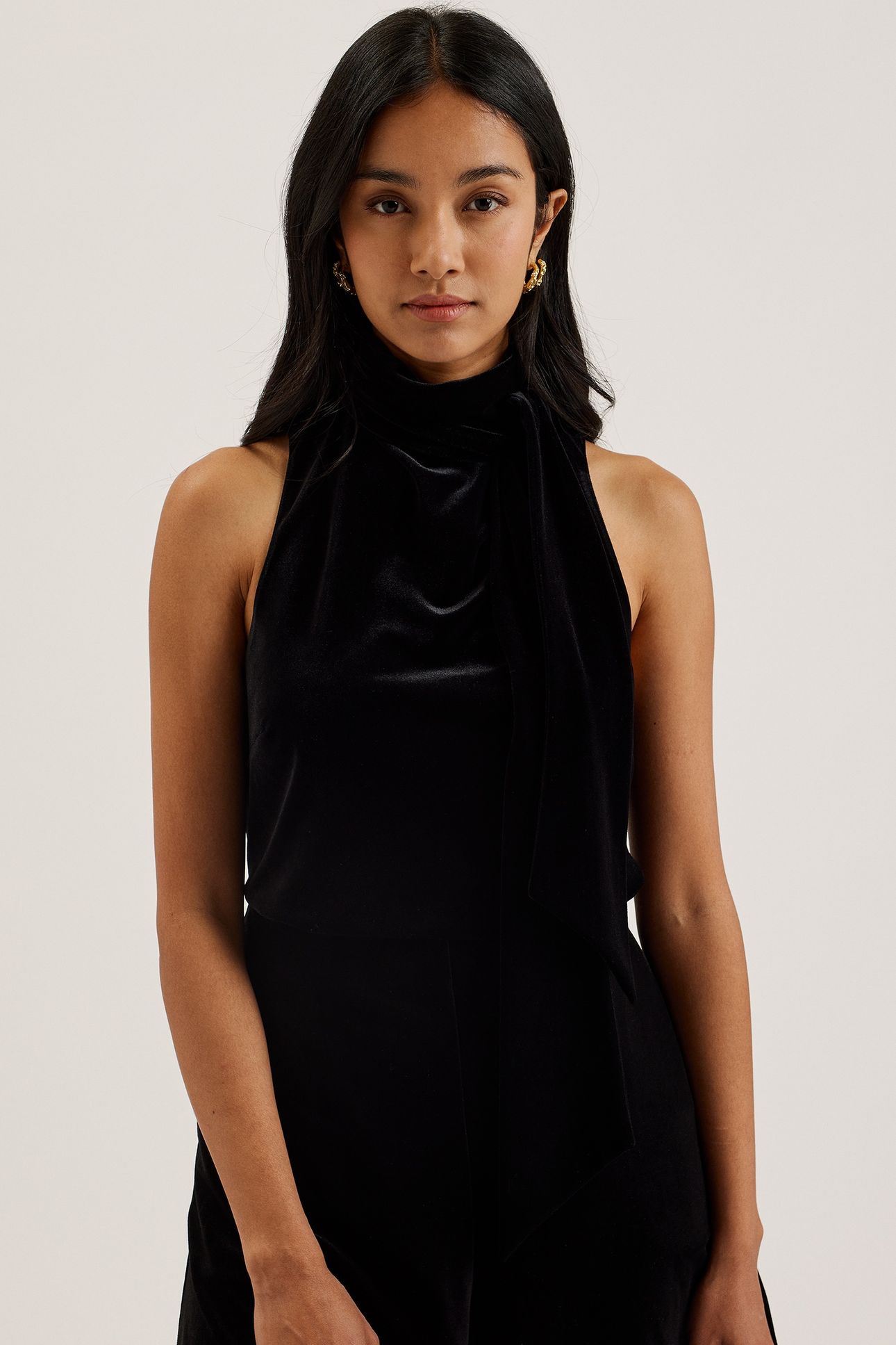 NALIAS COWL NECK SLEEVELESS TOP BLACK 1