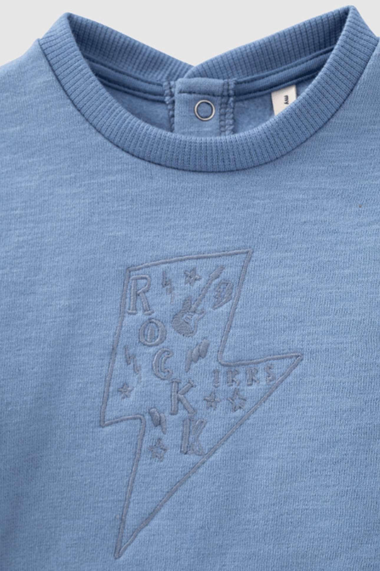 MEDIUM BLUE EMBROIDERED LIGHTNING BUTTON SWEATSHIRT IN ORGAN 4