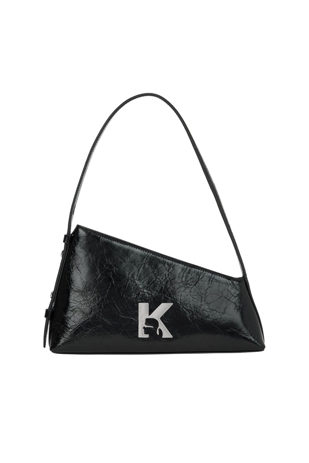 KLJ GEO LTHR SHOULDERBAG SHINY BLACK 2