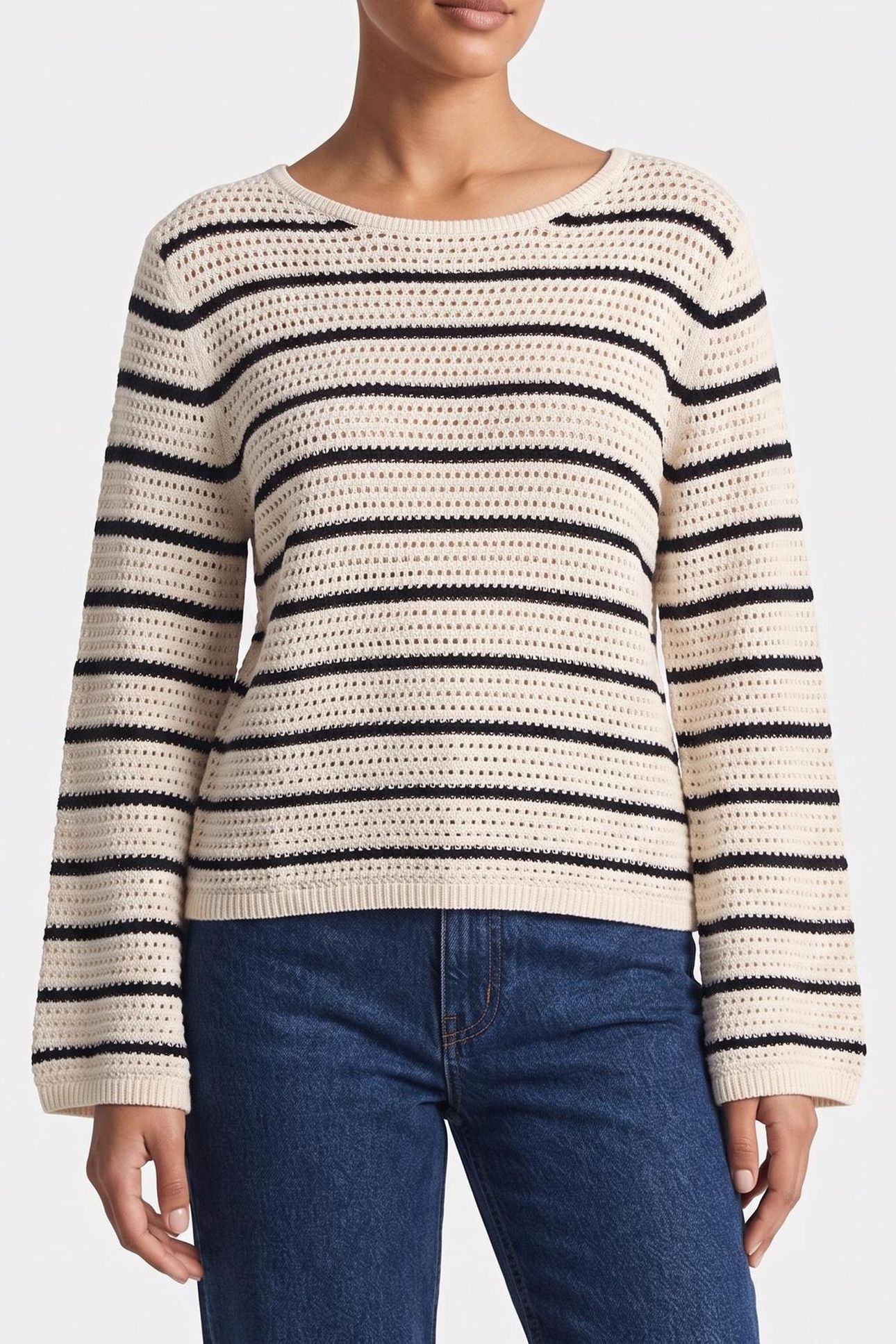 POINTELLE CROCHET IVORY PETAL/DARK NIGHT NAVY 1