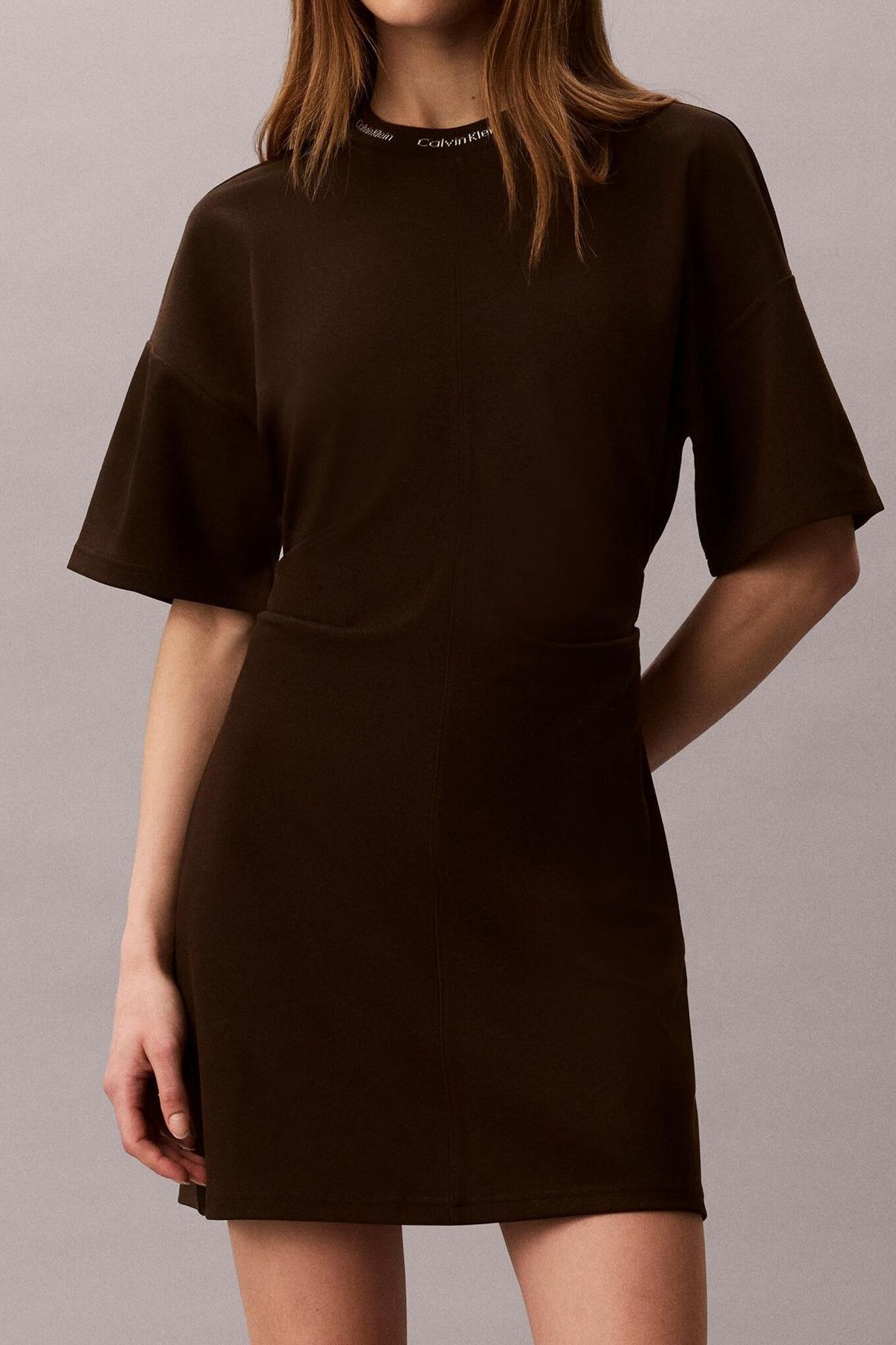 SS LOGO RIB INTERLOCK DRESS DARK COFFEE 4