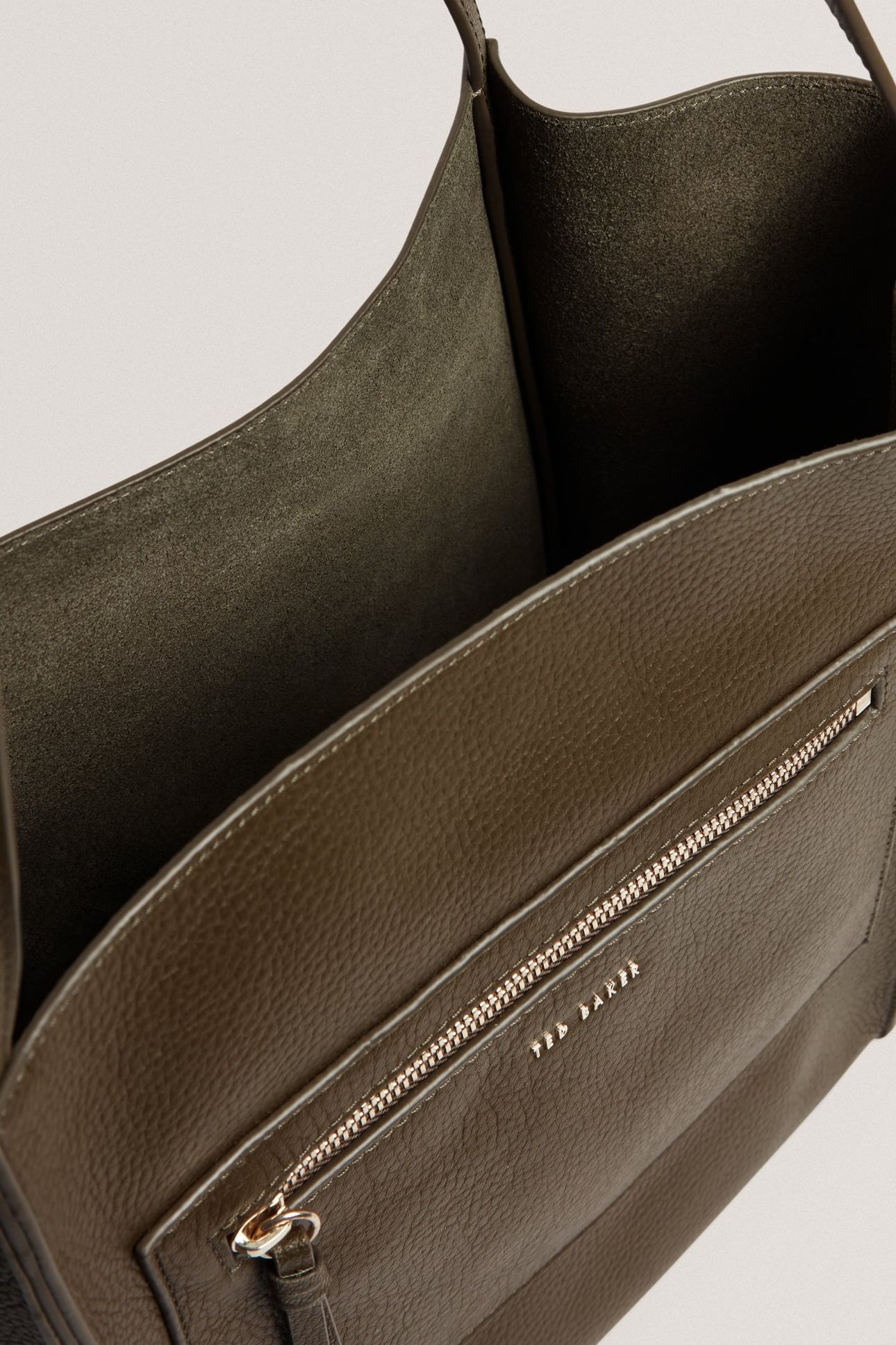 SOFT SLOUCH SMALL LEATHER TOTE KHAKI 4