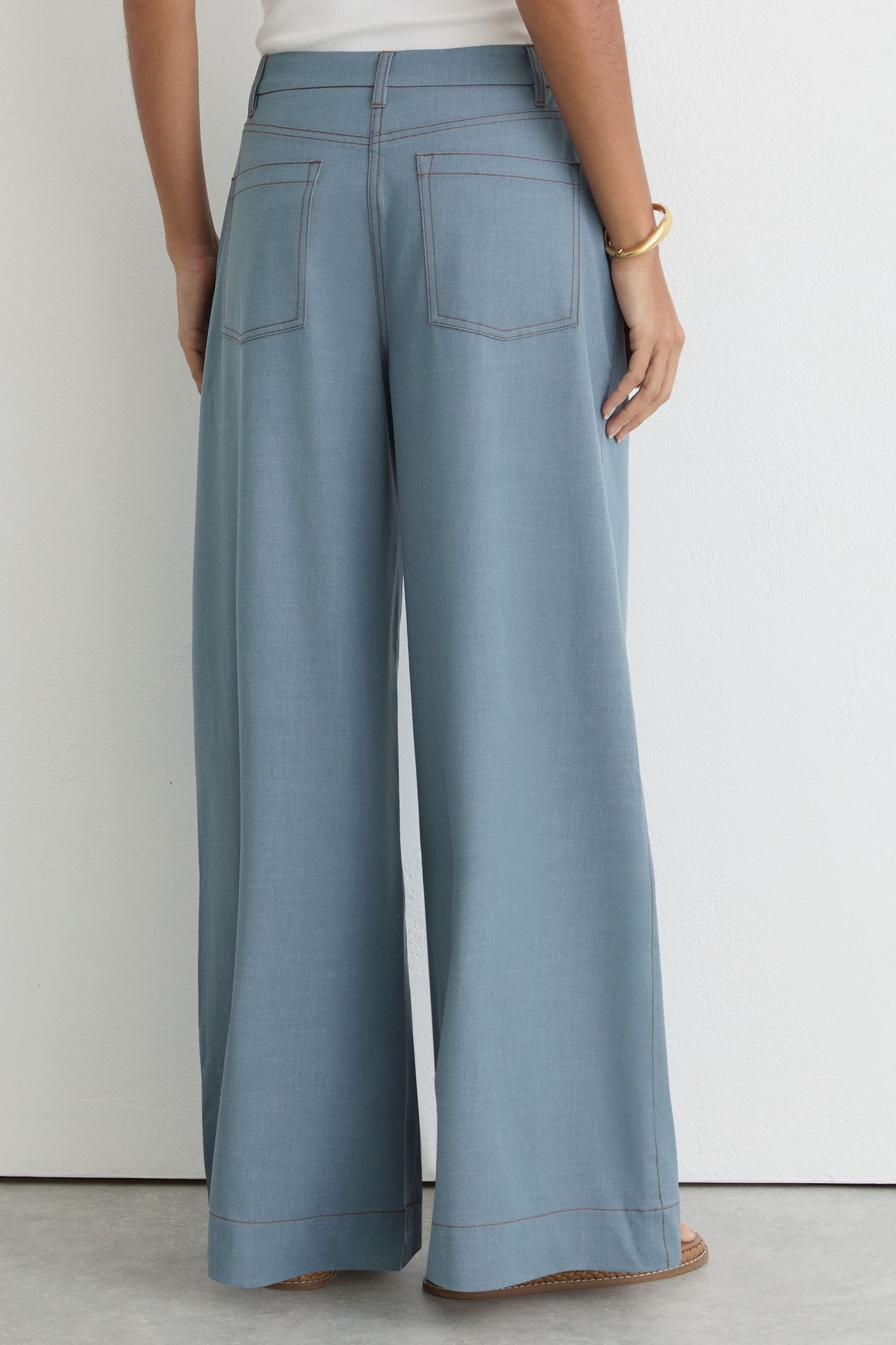 DENIM LOOK WIDE LEG TROUSER LIGHT BLUE 2