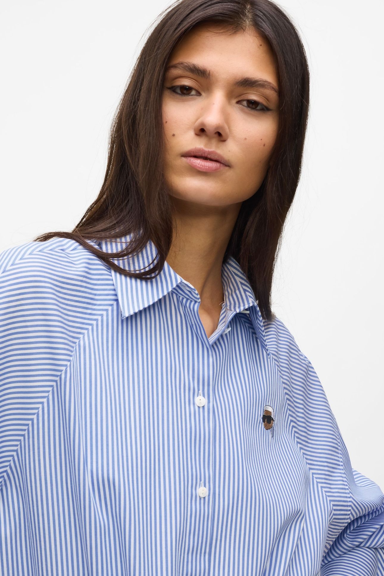 IKON STRIPE BLOUSE WHITE AND BLUE STRIPES 7