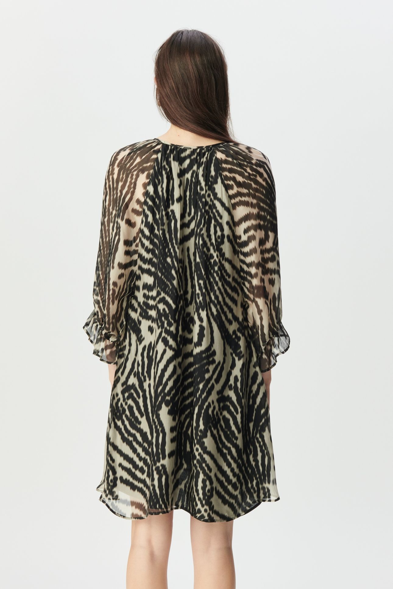 BLACK VOILE SHORT DRESS WITH ZEBRA PRINT 2