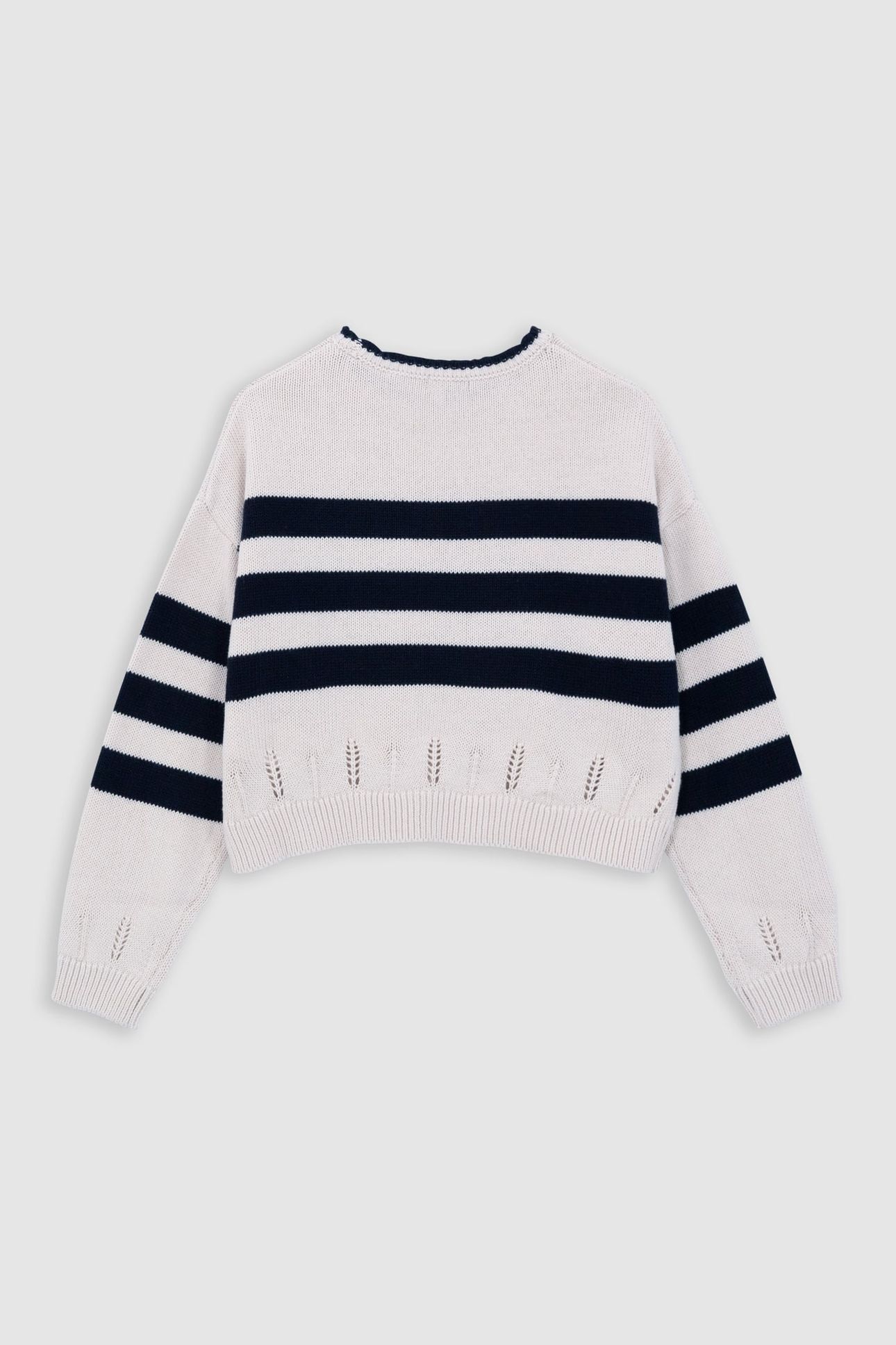 GIRL’S ORGANIC SAILOR-STRIPE SWEATER, DIAMANTE LIGHTNING 2