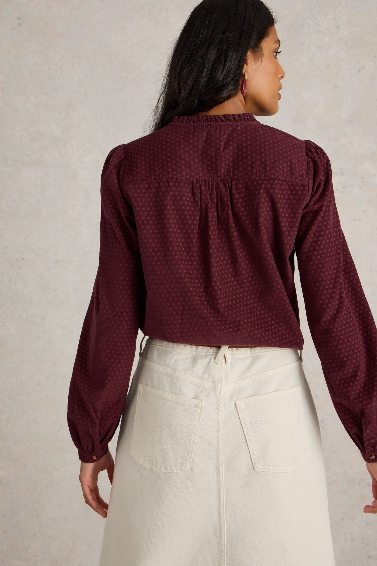 DARIA CORD SPOT SHIRT MID PLUM 2