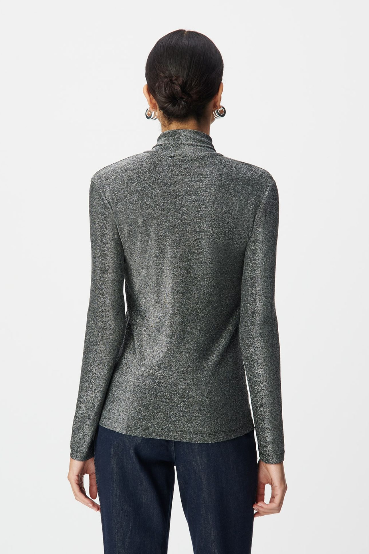 SILVER LUREX KNIT T-SHIRT WITH NECK TIE 2