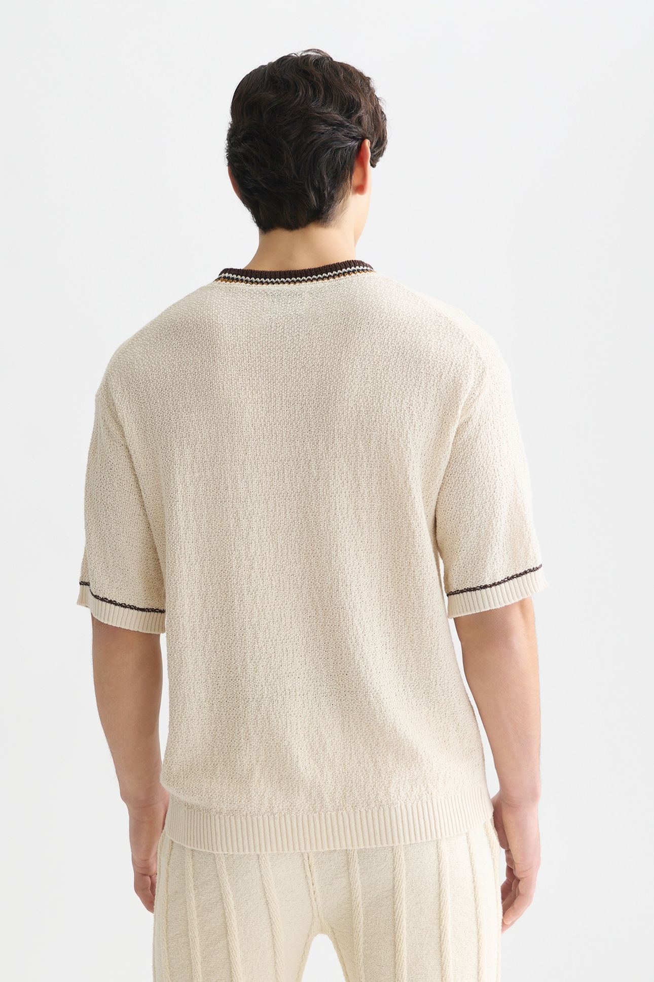 KNITTED COTTON LINENBLEND RELAXEDFIT TSHIRT LIGHT BEIGE 2