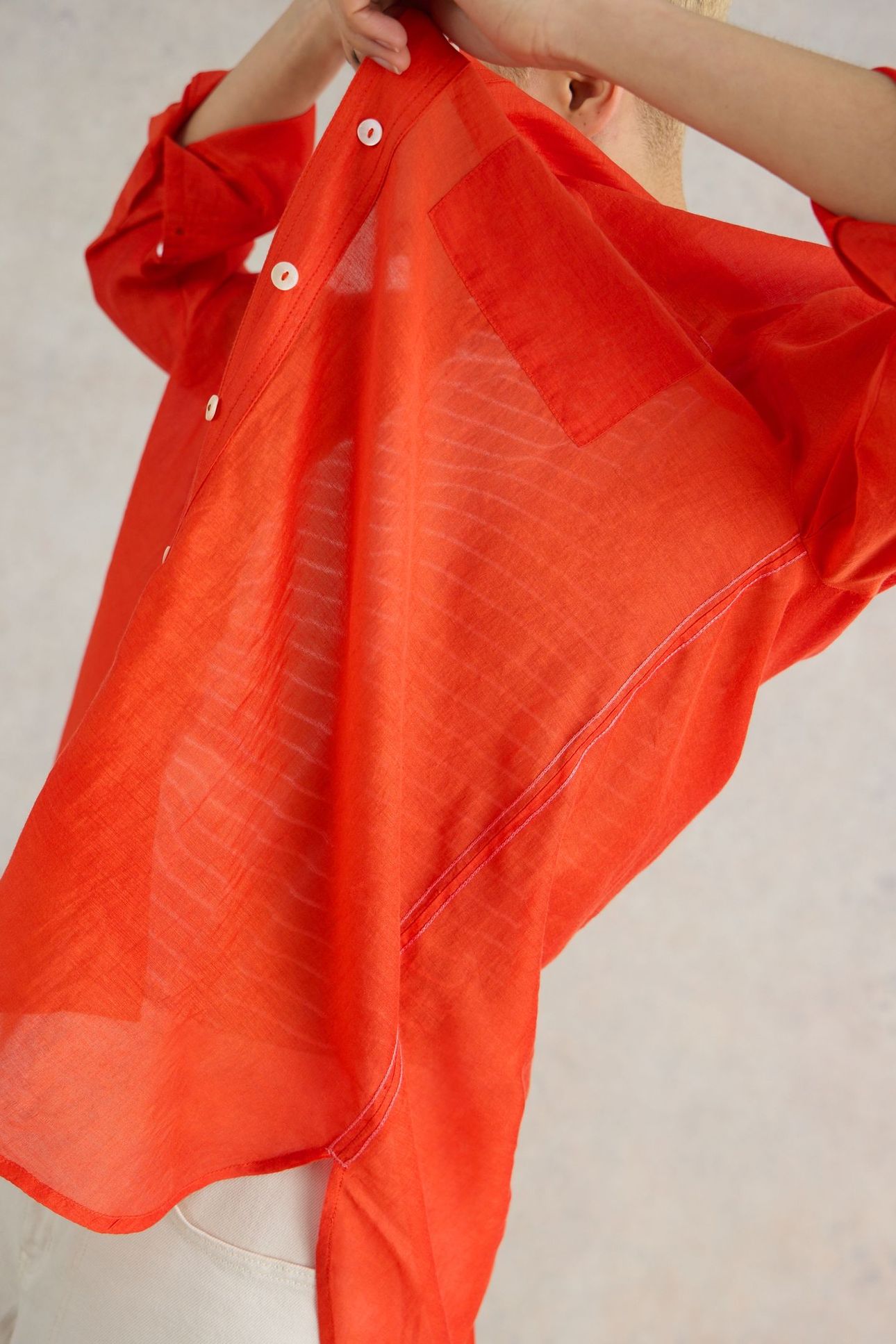 DELILAH COTTON SILK SHIRT BRT ORANGE 6
