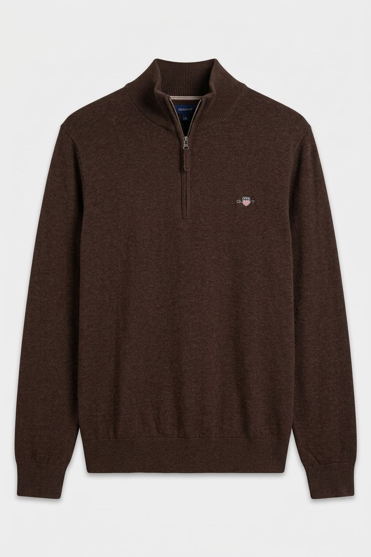 CLASSIC COTTON HALF ZIP BROWN MELANGE 3