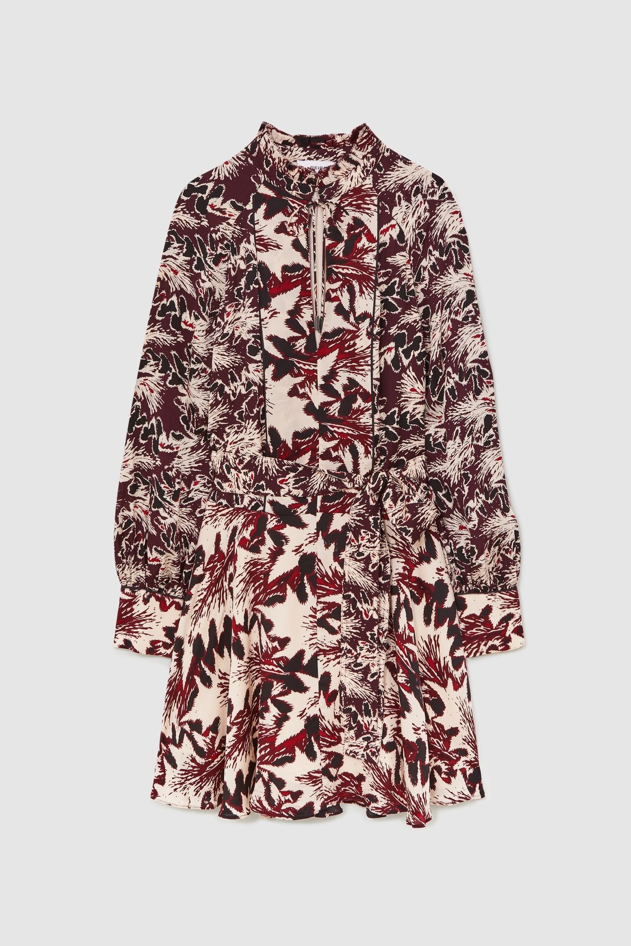 PRINTED FLIPPY DRESS BURGUNDY/CREAM 4