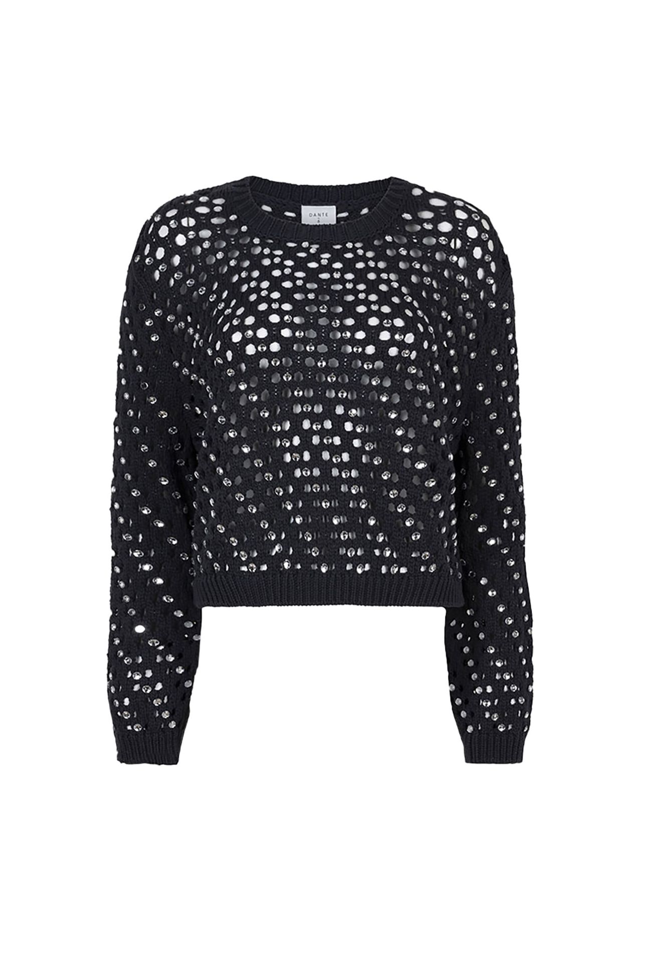 ORPHEE CROPPED RHINESTONE SWEATER NAVY INK 4
