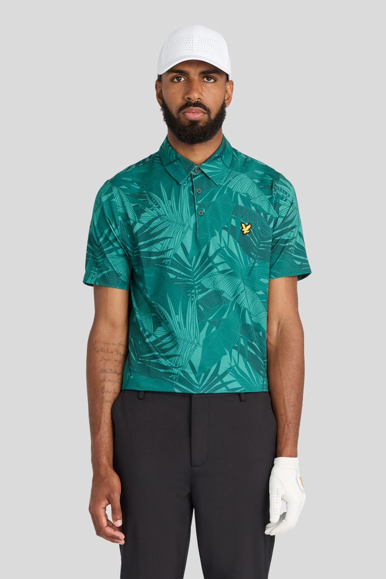 GOLF LEAF PRINT POLO CANOPY GREEN 1