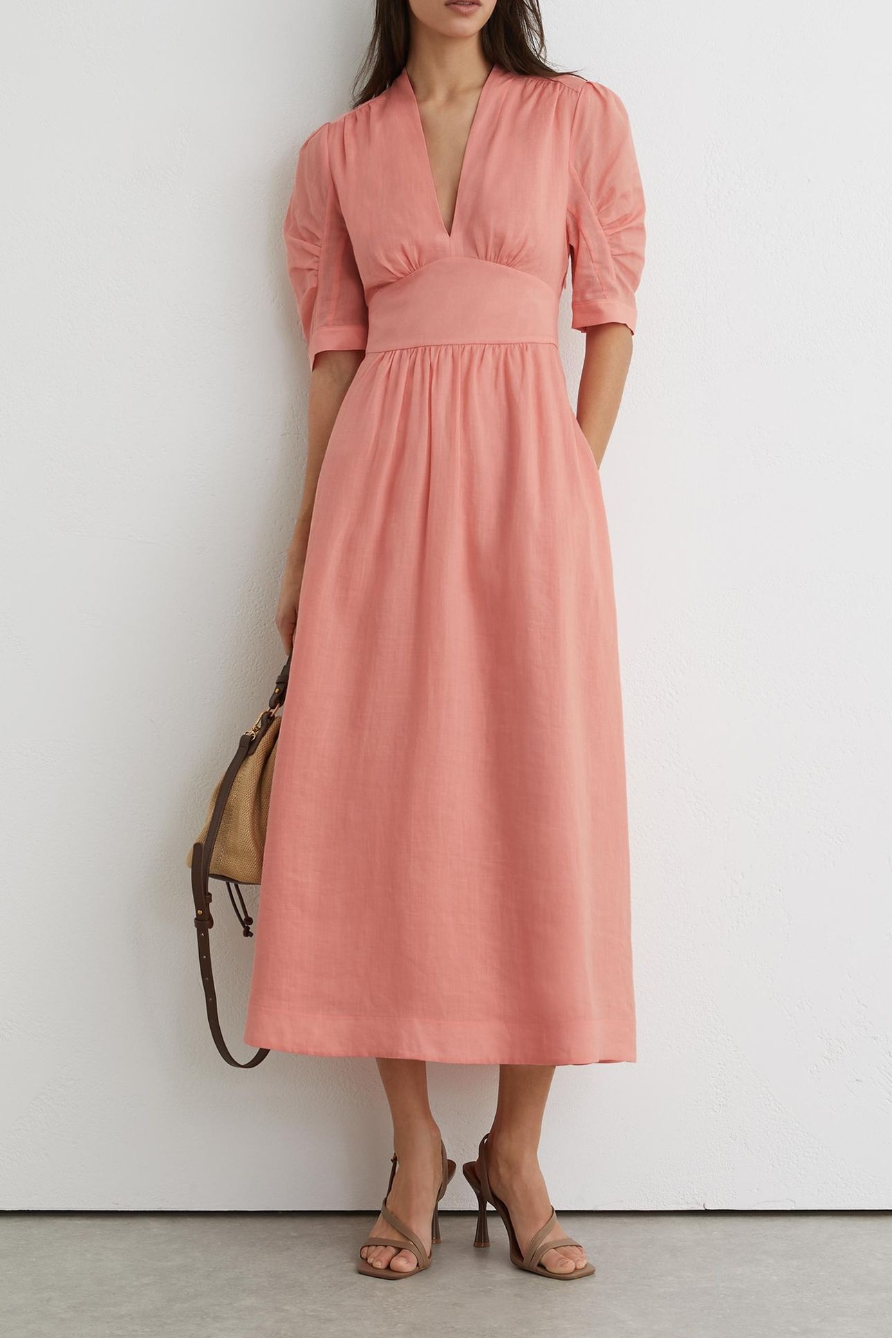 SHORT SLEEVE MIDI DRESS PINK 2