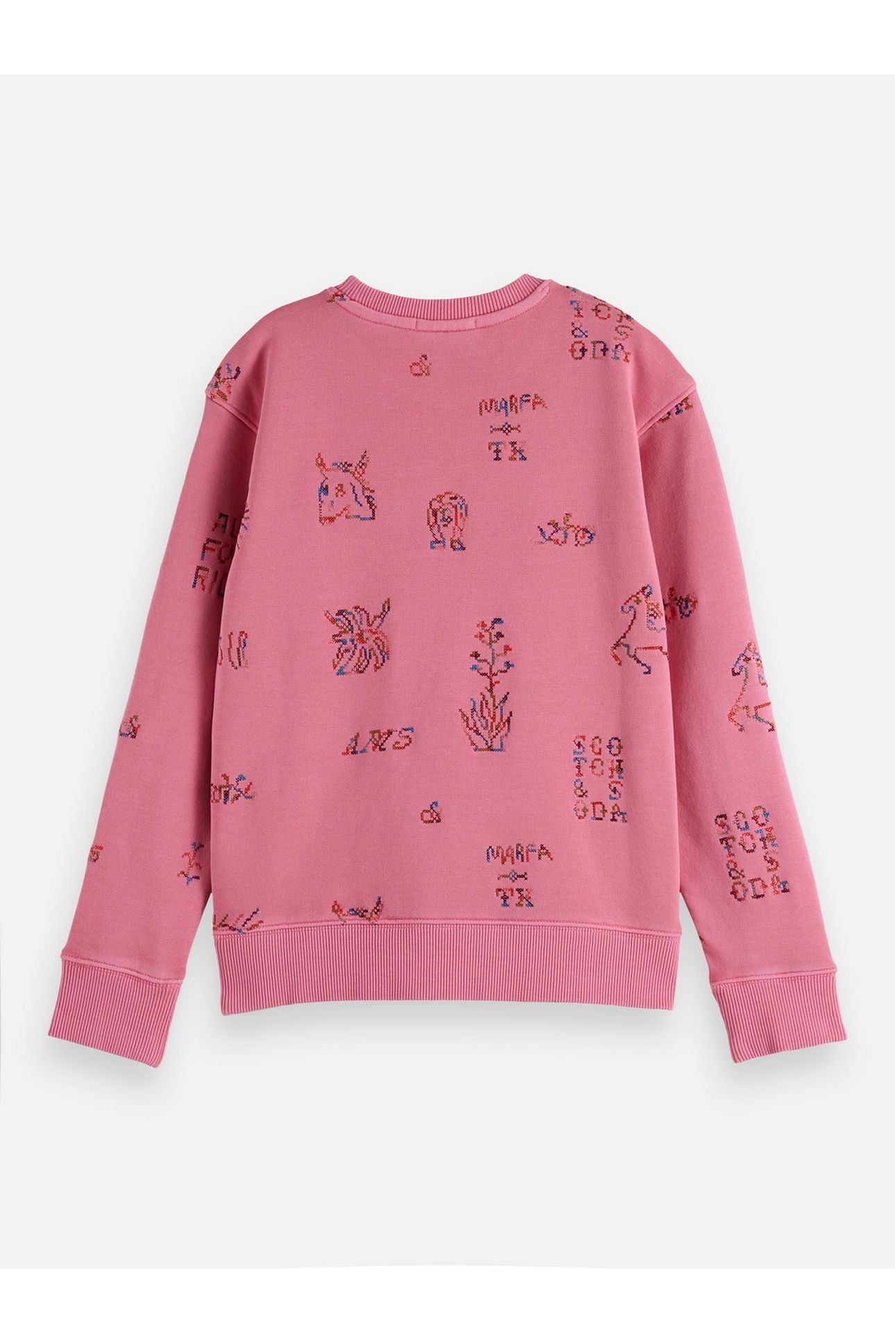 GIRLS CROSSSTITCH EMBROIDERED RELAXEDFIT SWEATSHIRT DARK PIN 3