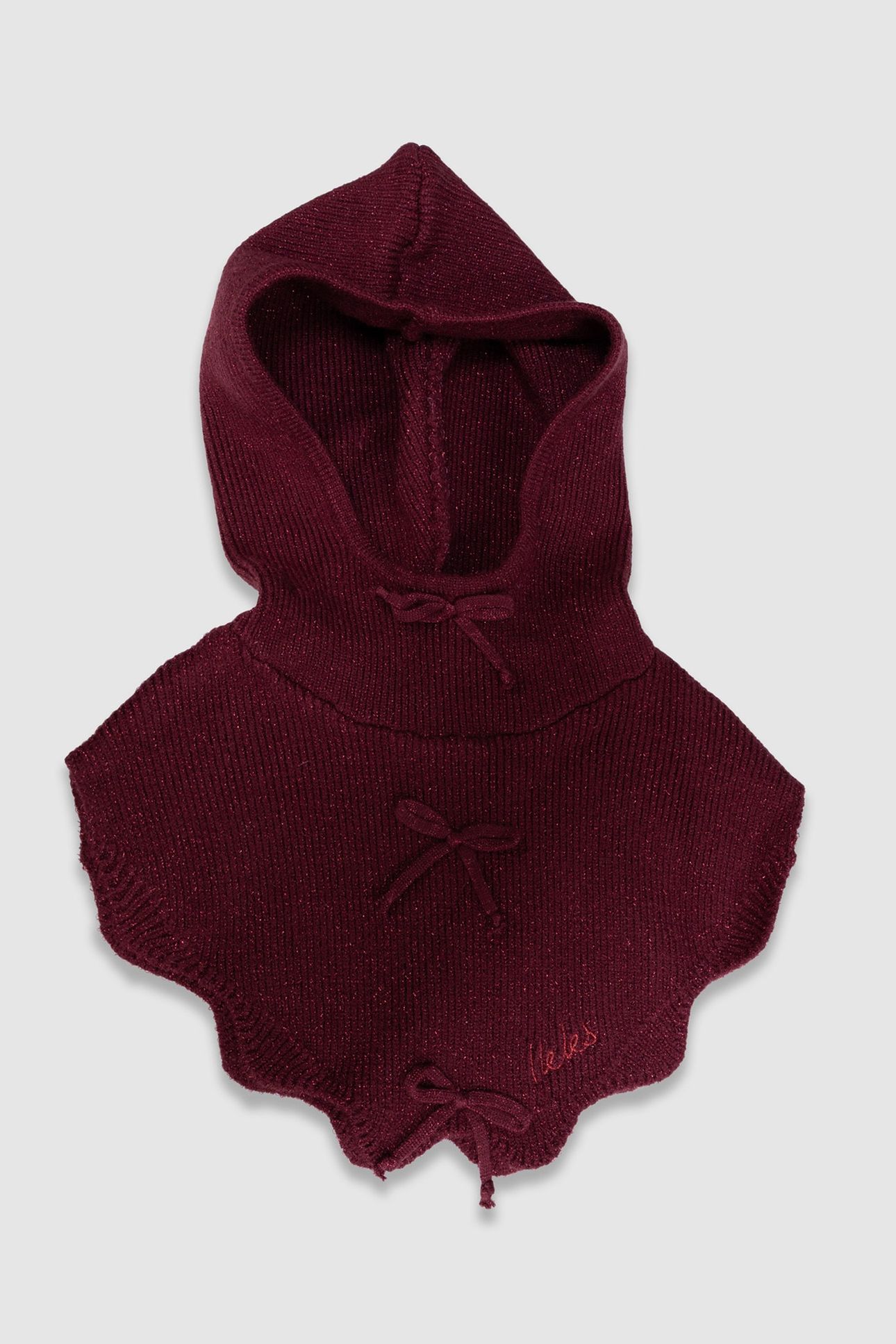 GIRLS’ PINK GLITTERY KNIT COWL WITH BOW DECOR 1