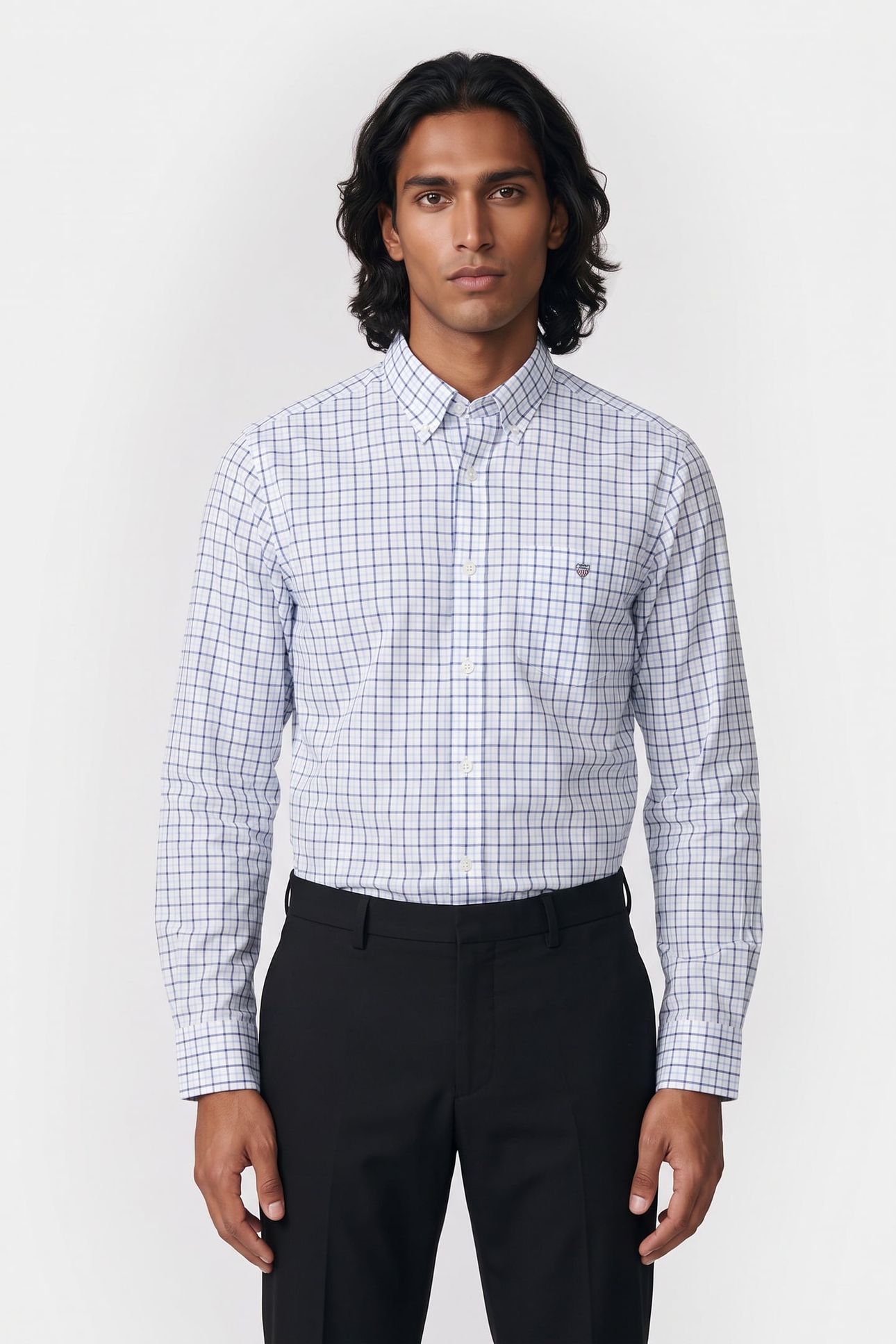 REG CLASSIC POPLIN CHECK SKY BLUE 1