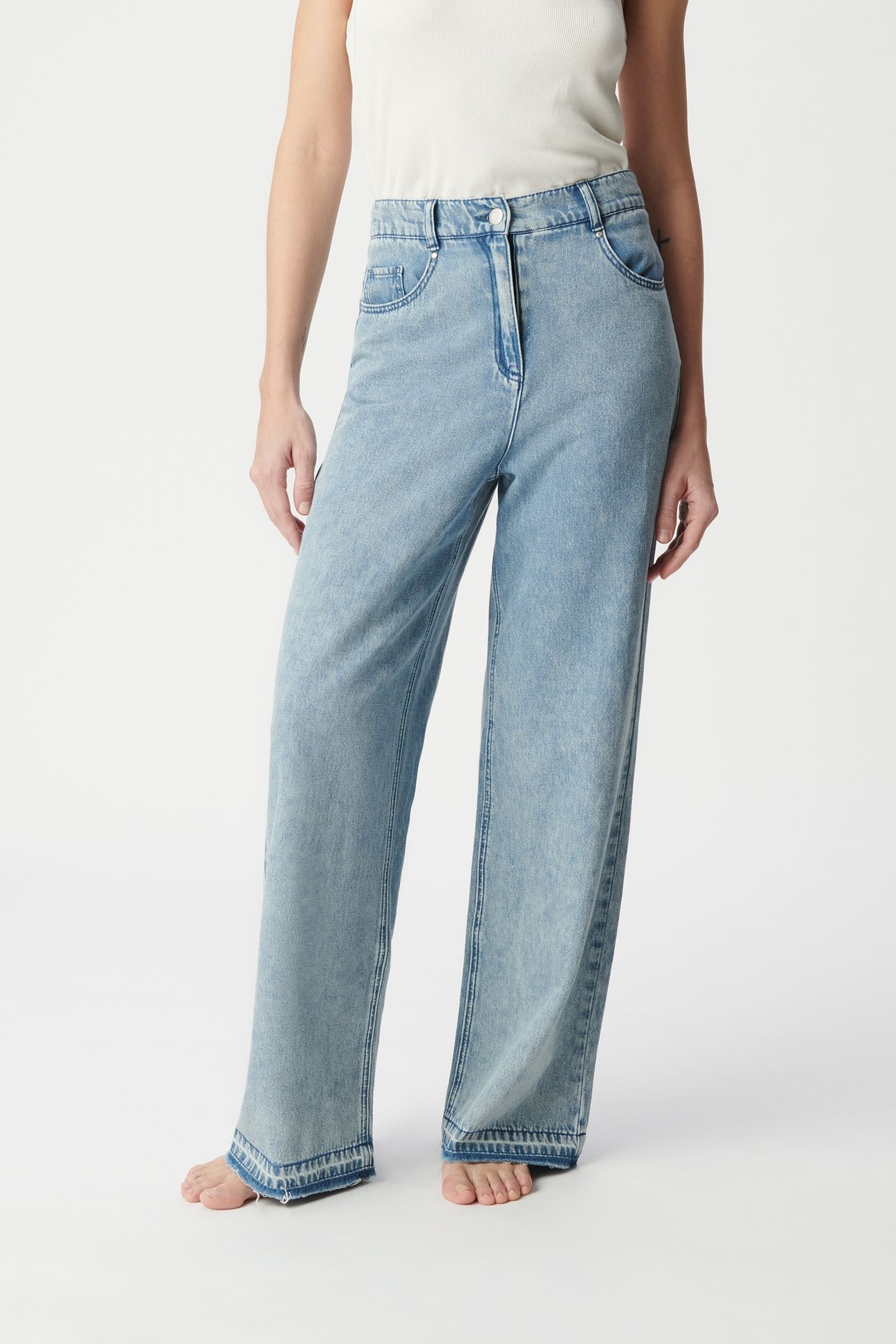 EDIE HIGH-WAISTED WIDE-LEG LIGHT BLUE JEANS 1