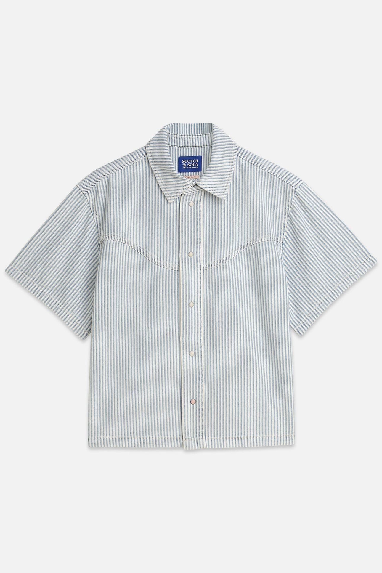 SHORT SLEEVE DENIM SHIRT INDIGO STRIPE 1