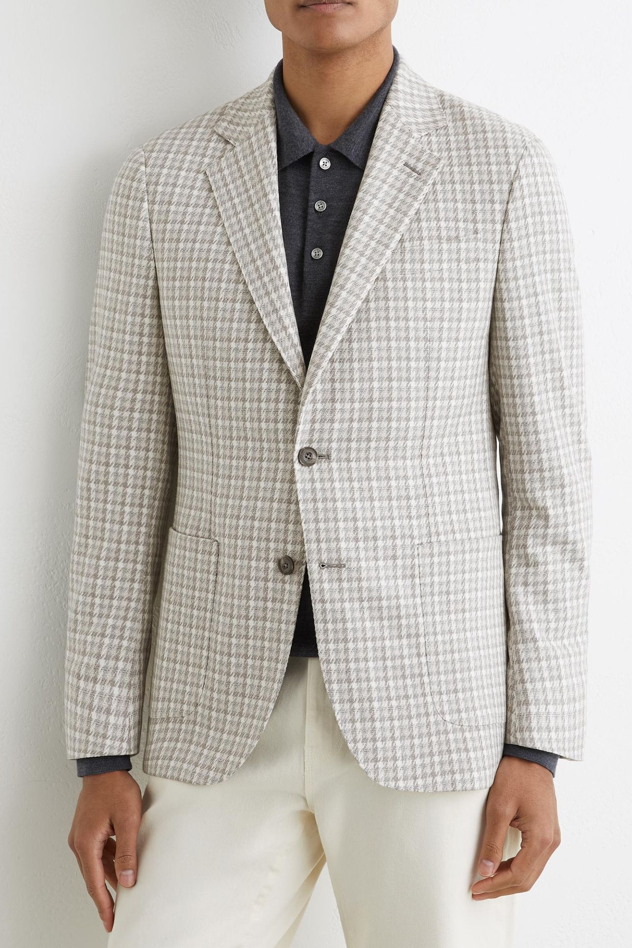 SB 2B NOTCH DOGTOOTH CHECK BLAZER SOFT GREY 1