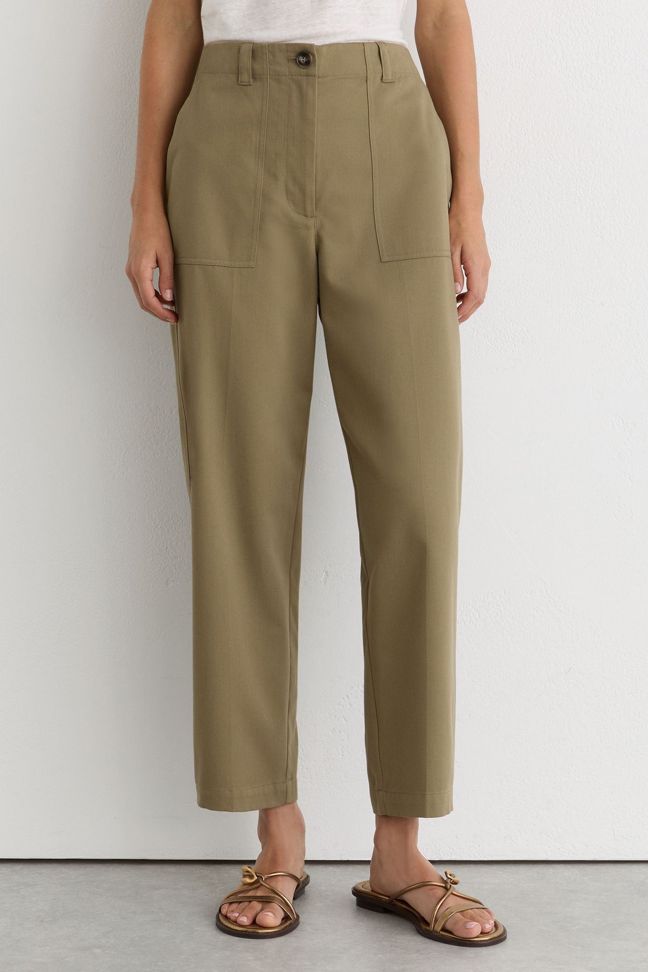 COTTON BLEND TAPER TROUSER KHAKI GREEN 1